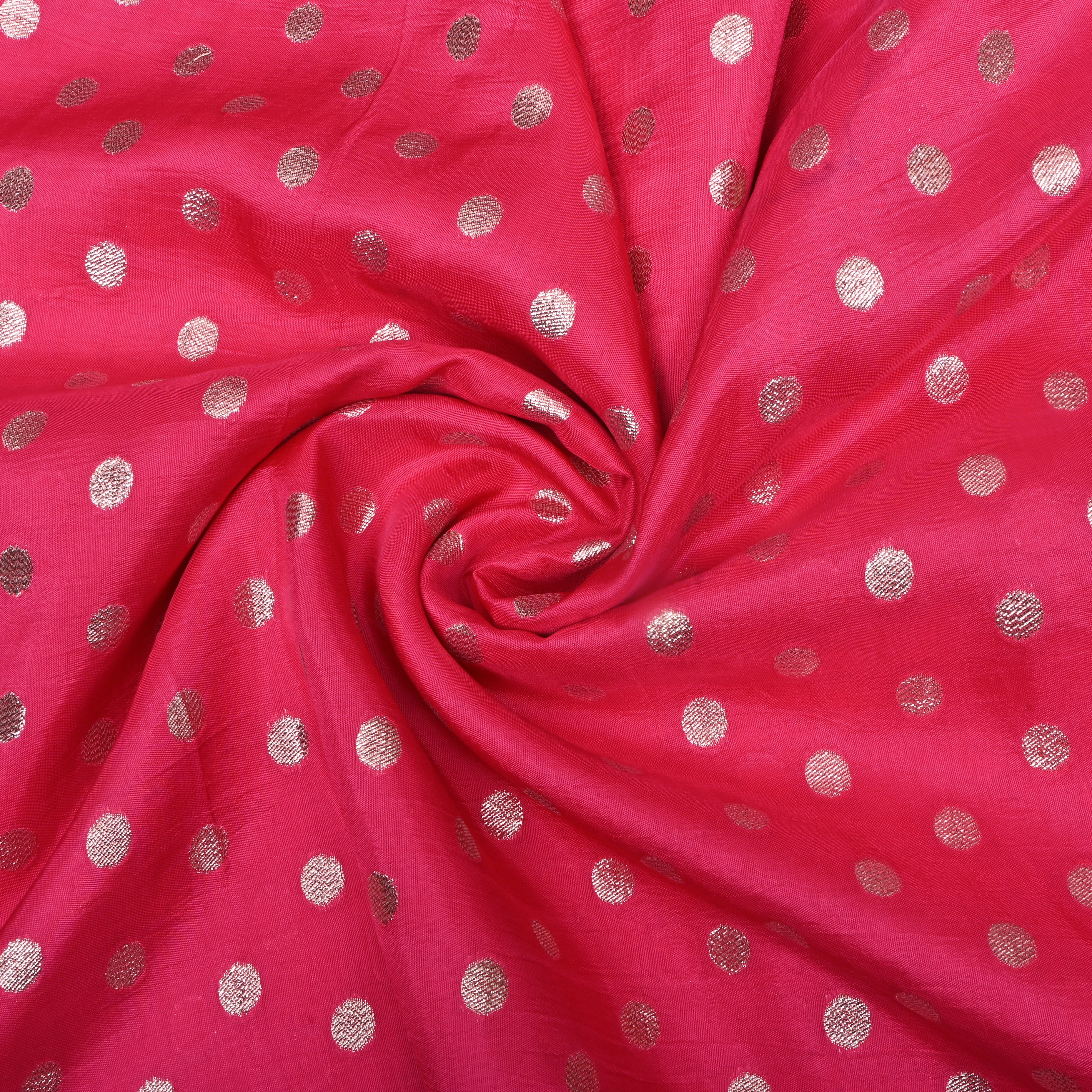 Bright Pink Zari Weave Silk Fabric