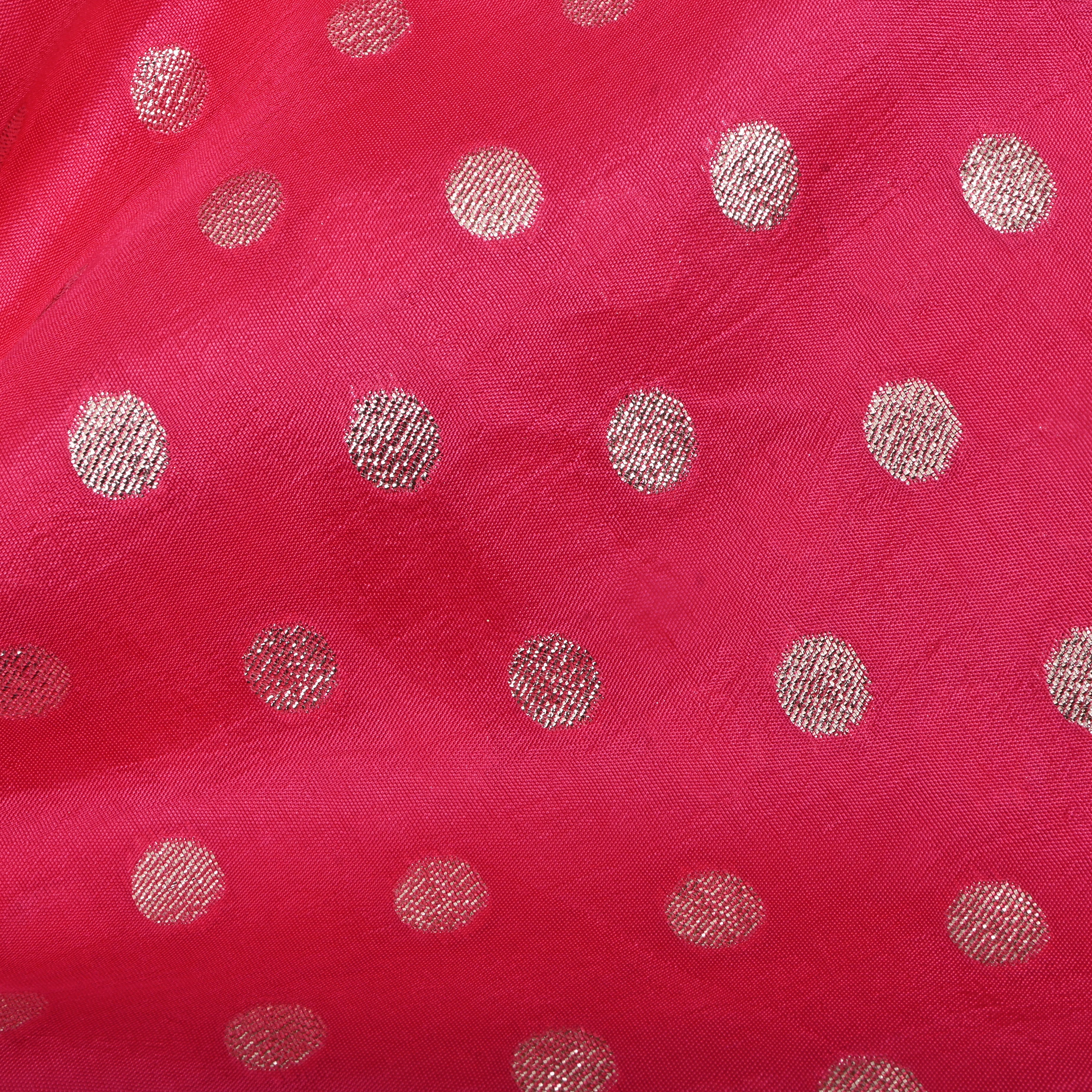 Bright Pink Zari Weave Silk Fabric