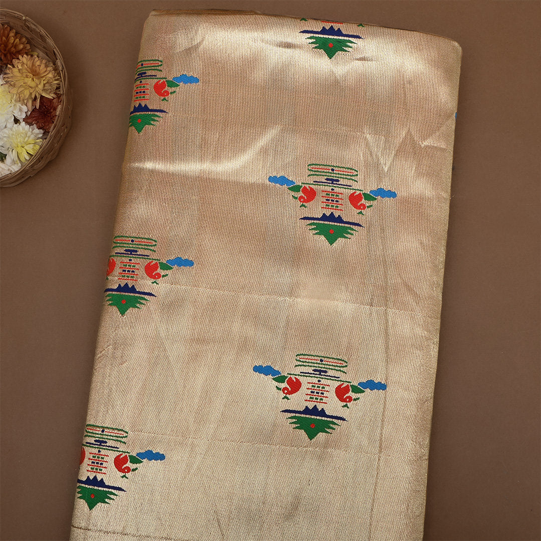 Antique Gold Jamawar Tissue Fabric
