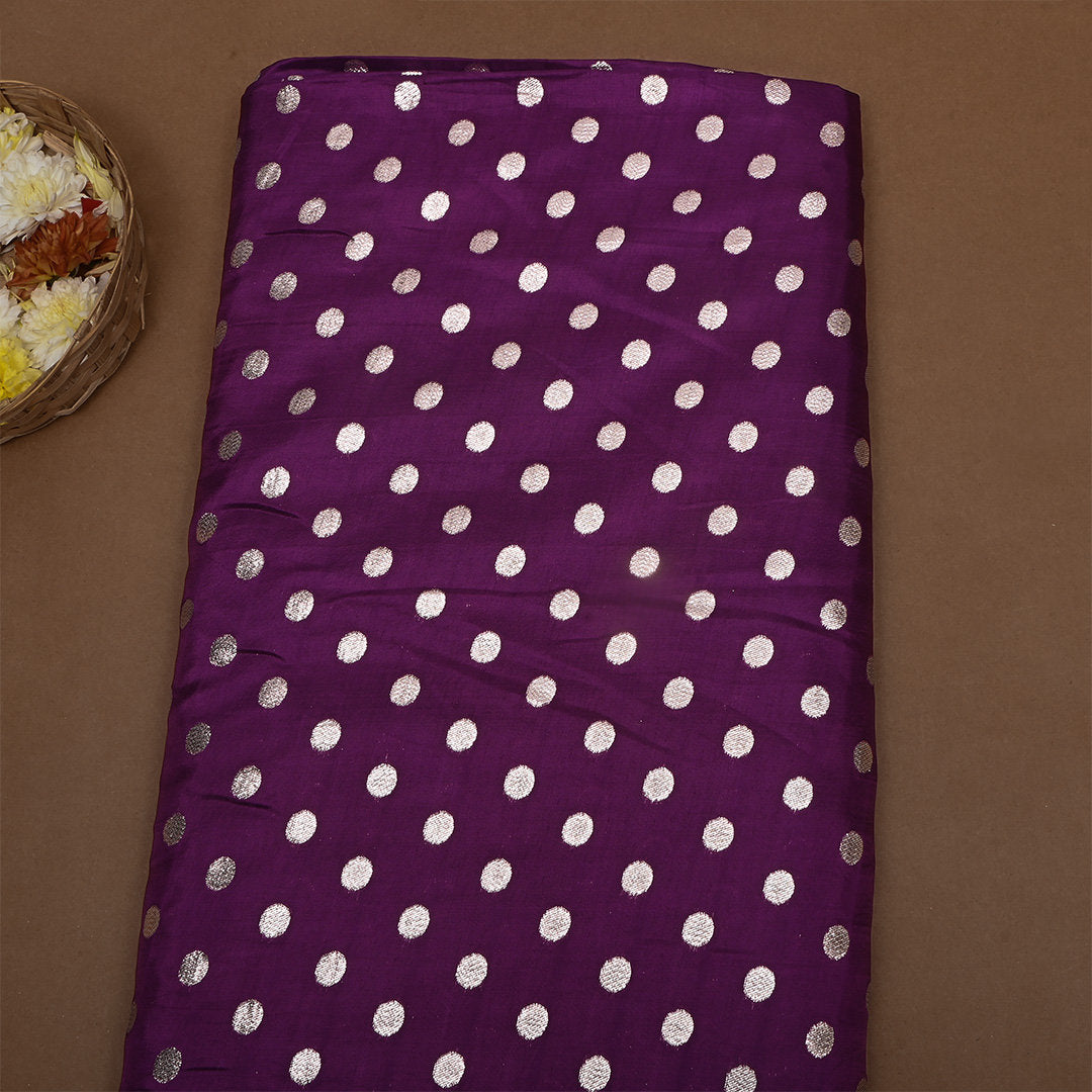 Pure Violet Zari Woven Silk Fabric