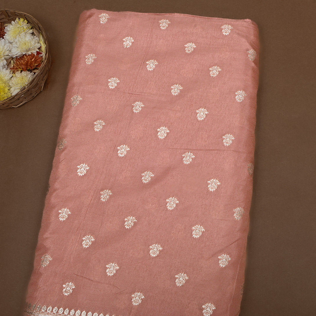 Crayon Cream Zari Woven Silk Fabric