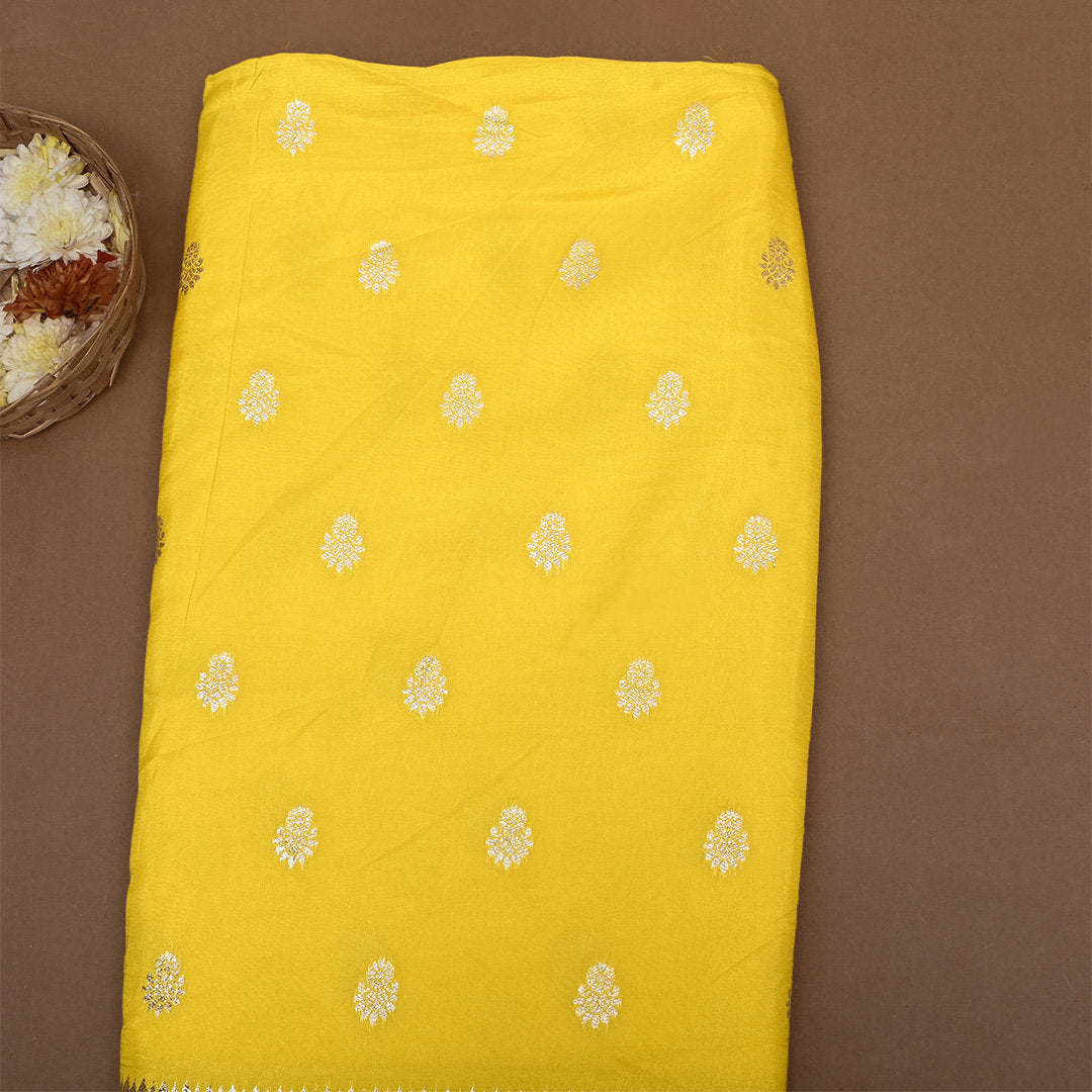 Cool Yellow Zari Woven Silk Fabric