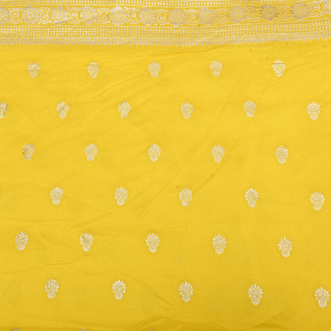 Cool Yellow Zari Woven Silk Fabric