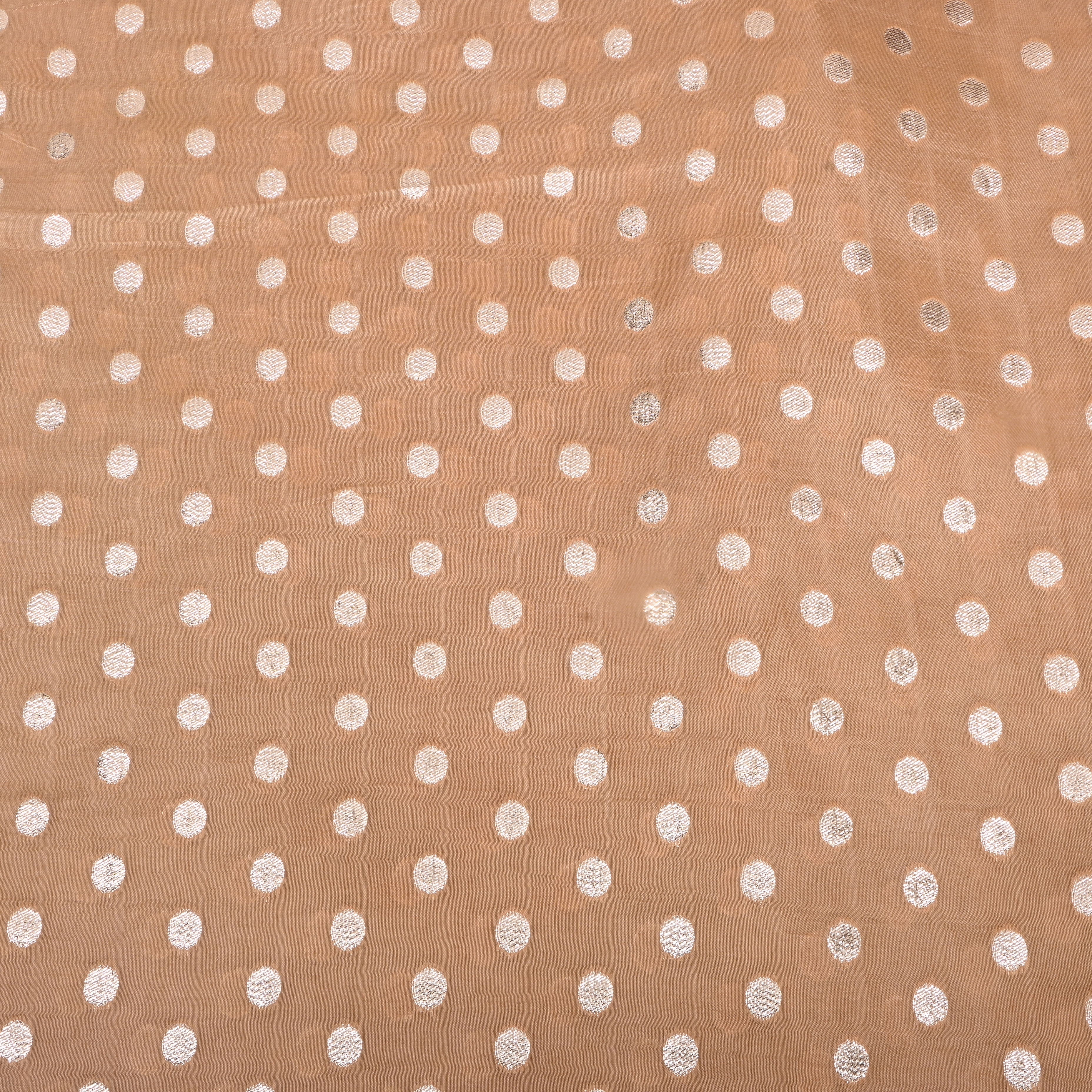 Peach Zari Woven Silk Fabric