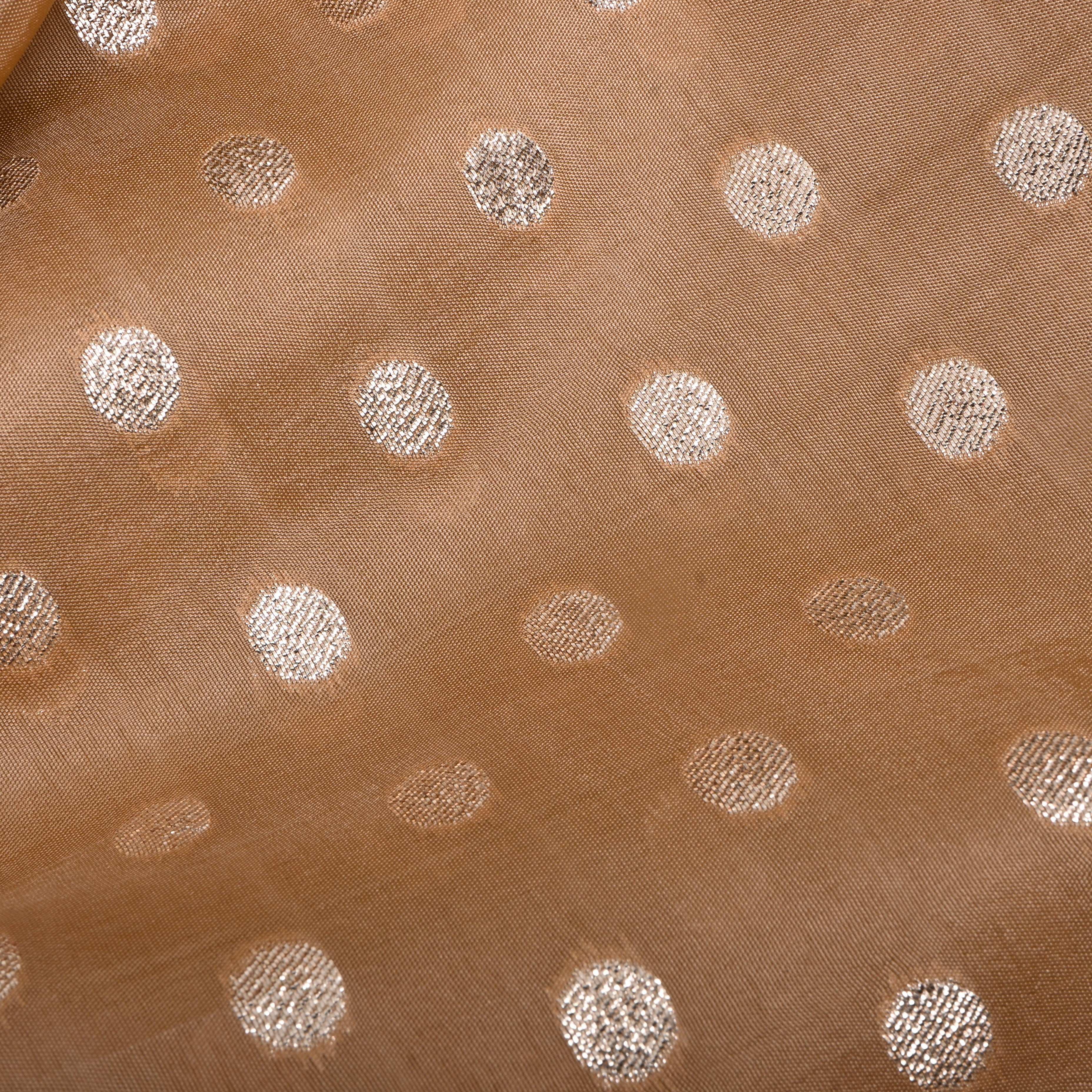 Peach Zari Woven Silk Fabric
