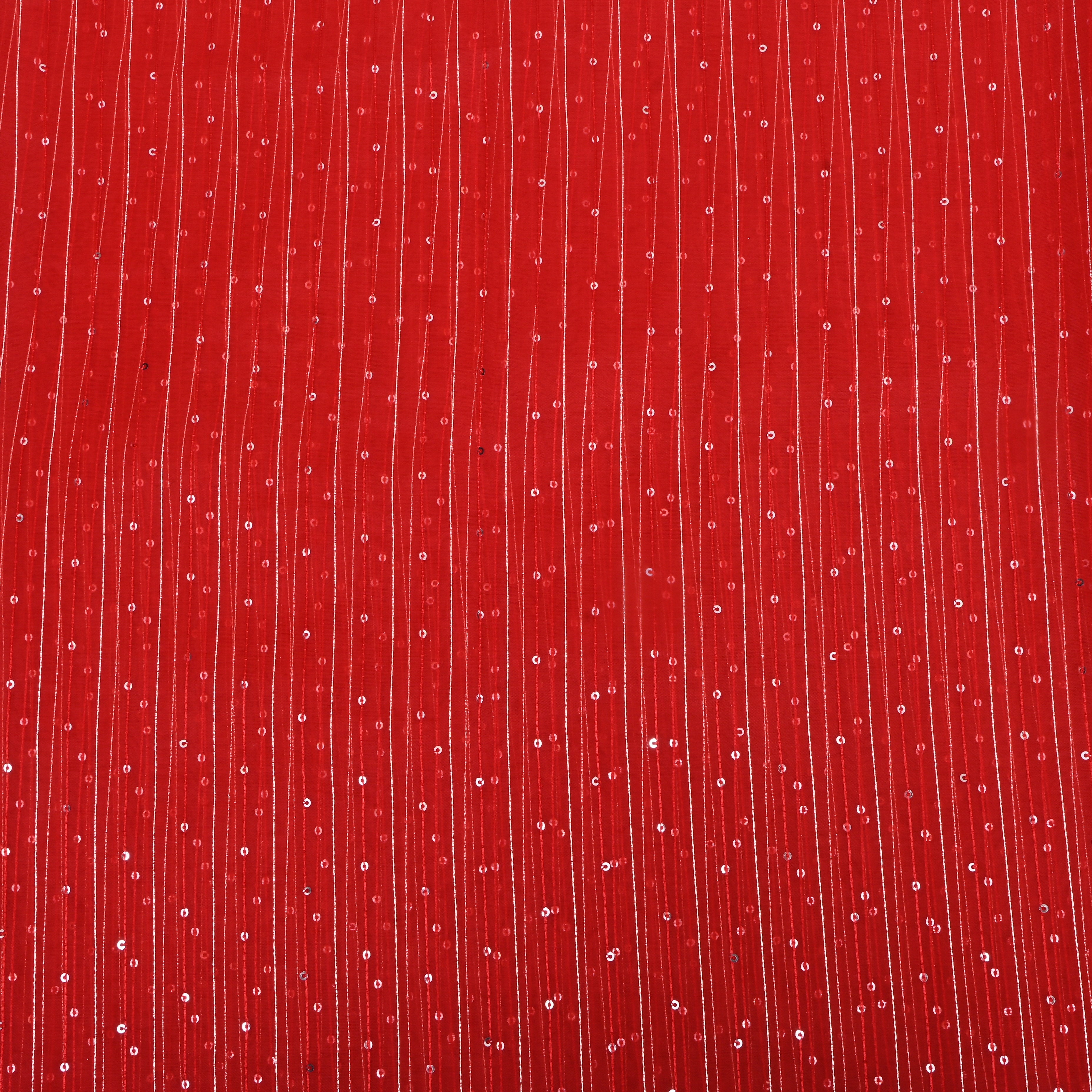 Cola Red Zari Embroidered Organza Fabric