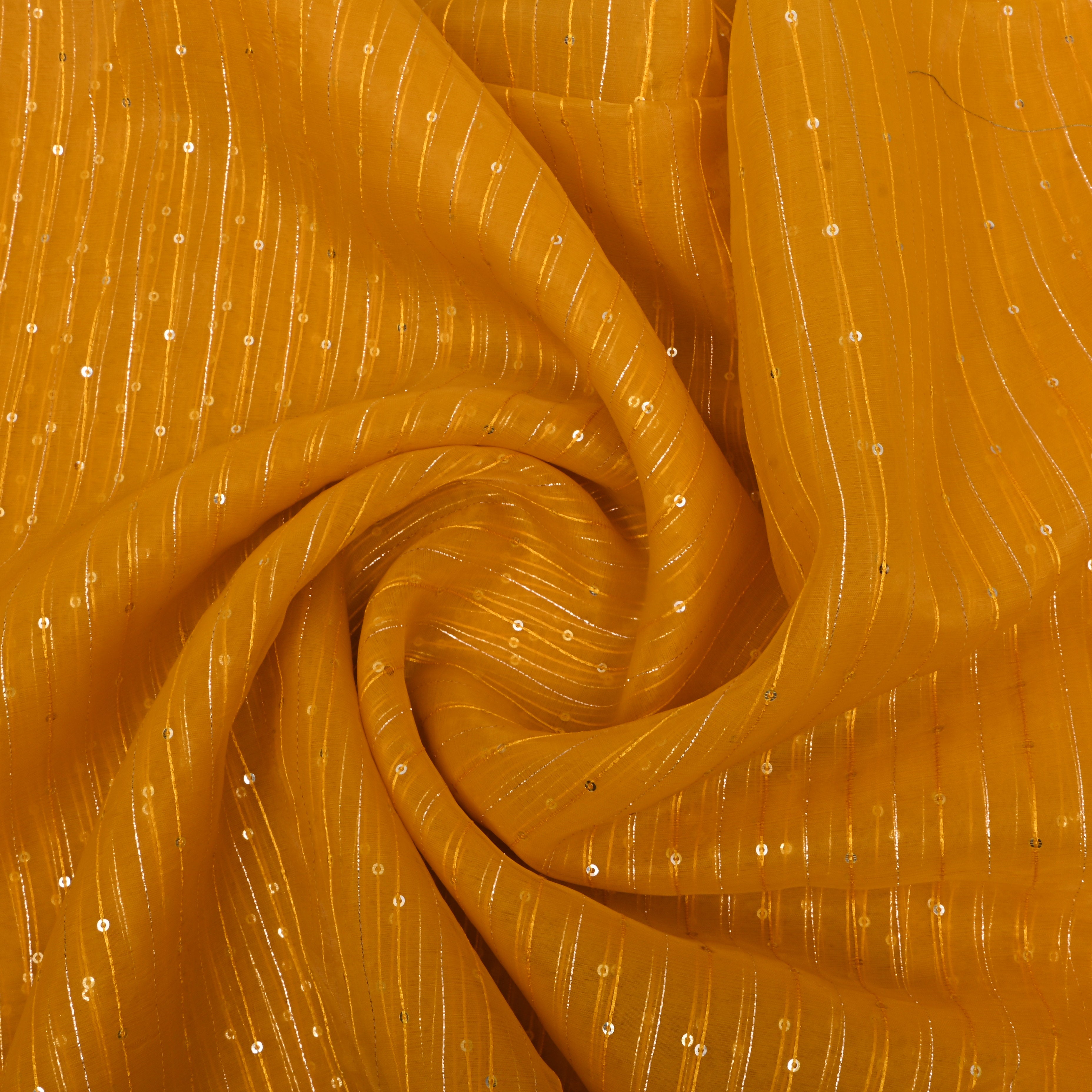 Sprint Yellow Zari Embroidered Organza Fabric