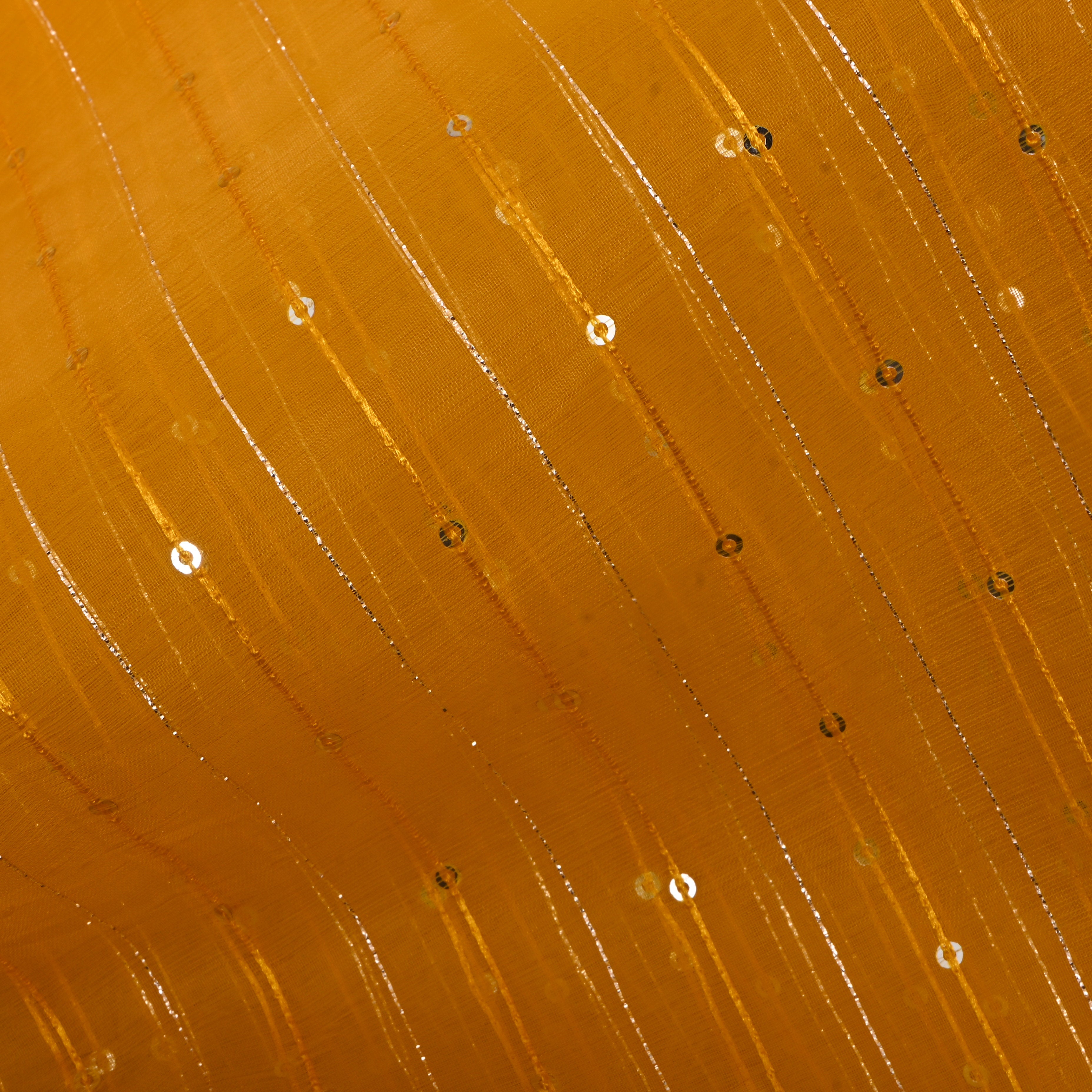 Sprint Yellow Zari Embroidered Organza Fabric