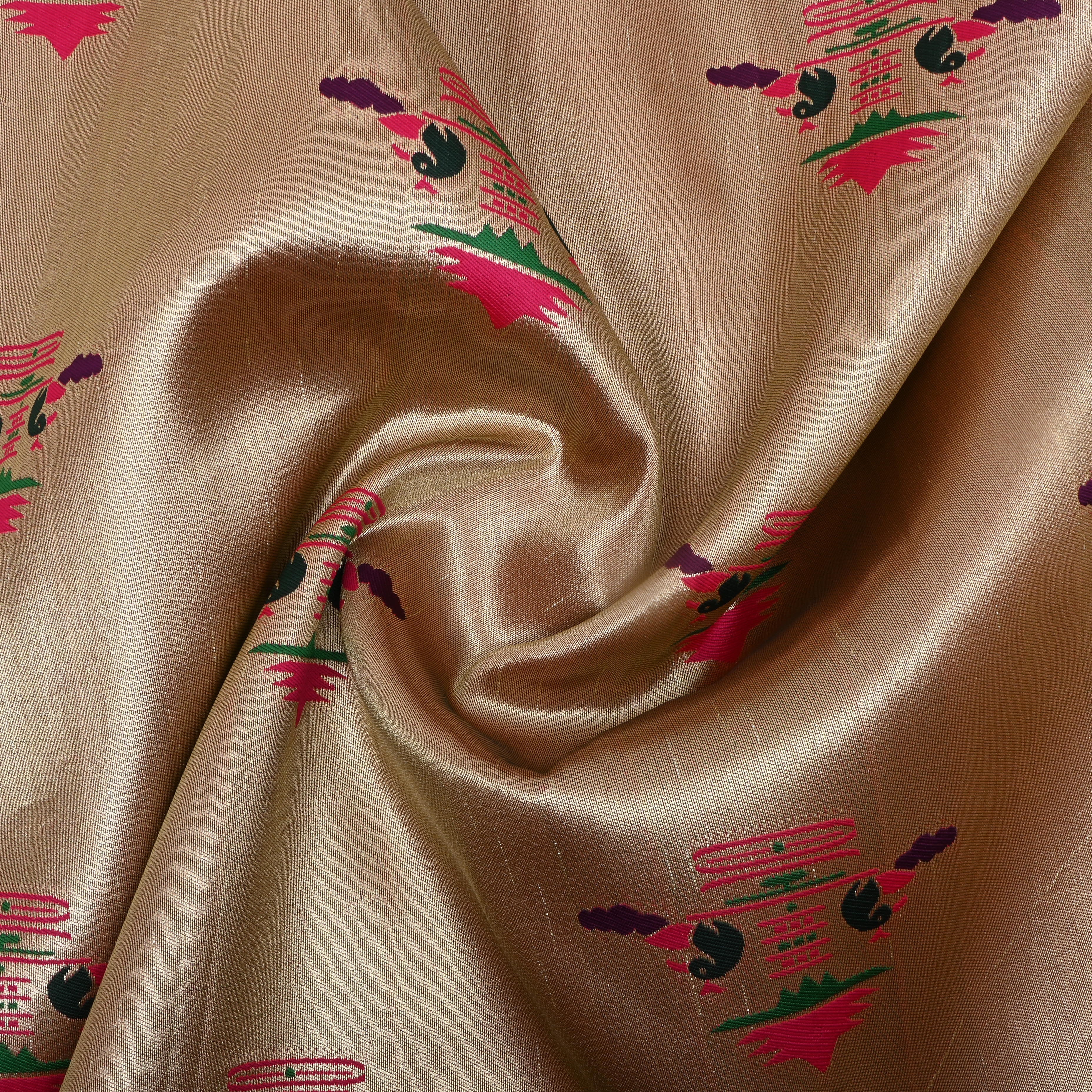 Antique Rose Gold Jamawar Tissue Fabric