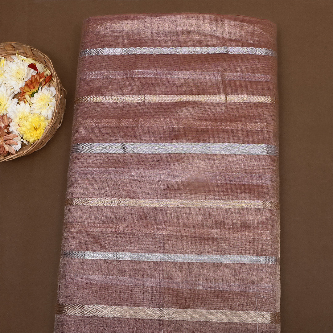 Coco Brown Zari Woven Tissue Fabric
