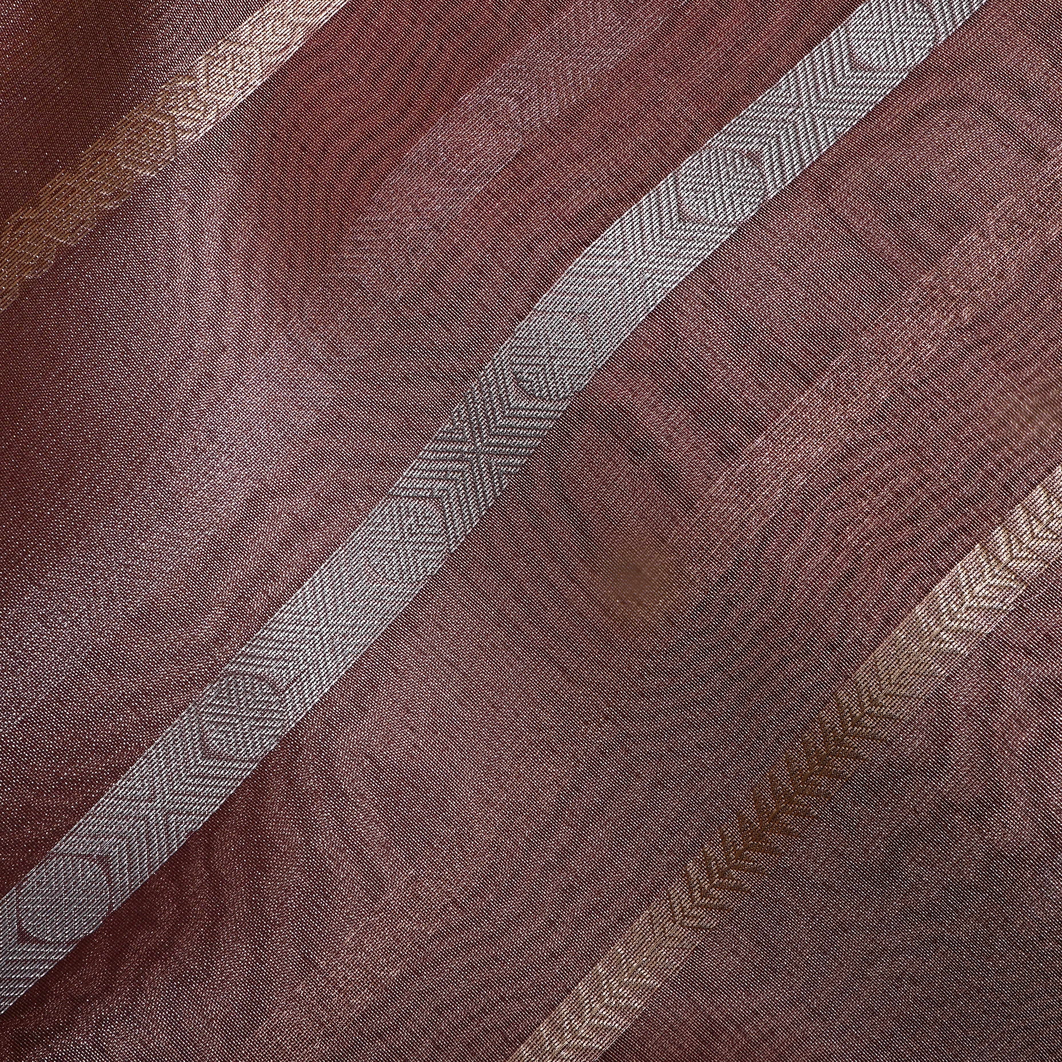 Coco Brown Zari Woven Tissue Fabric