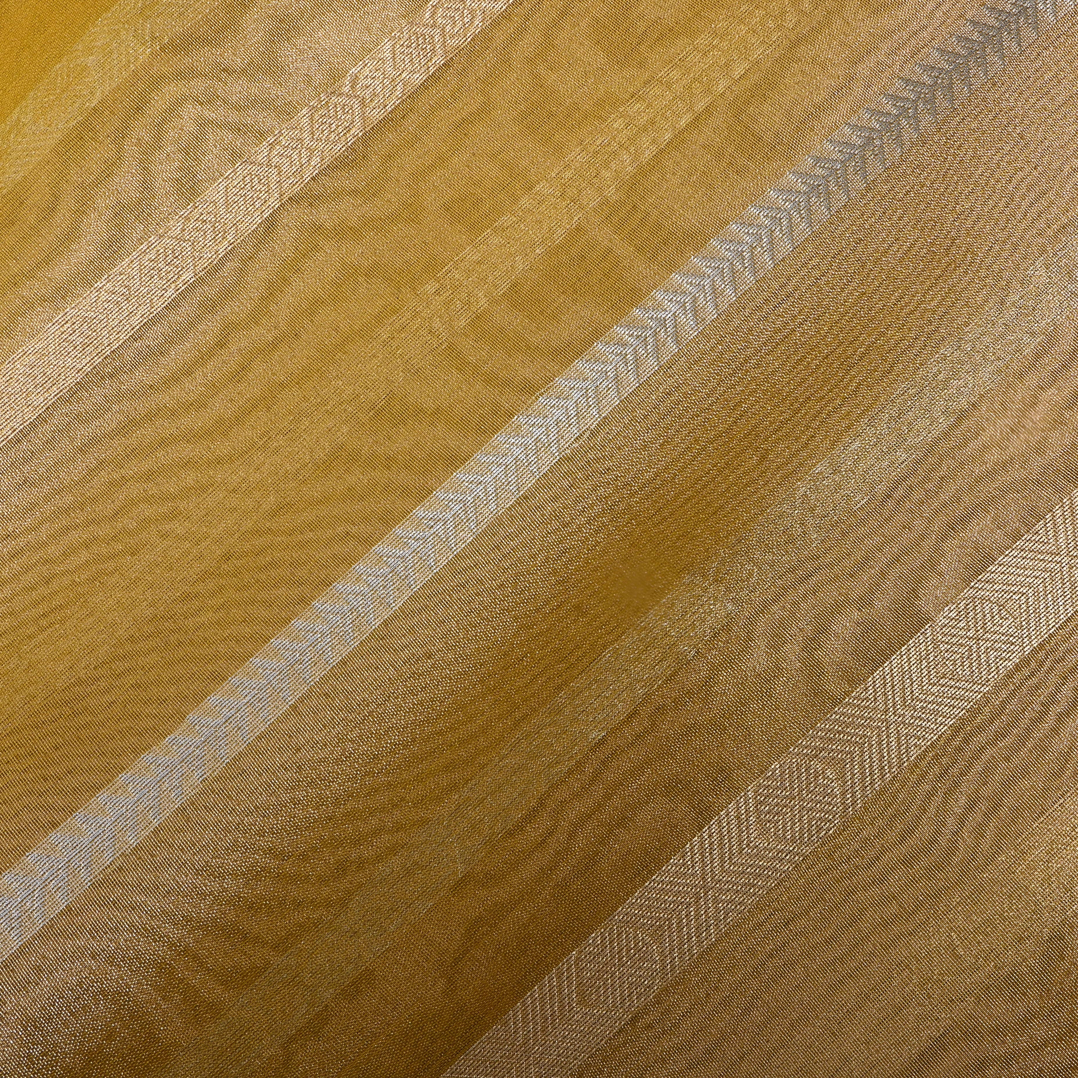 Golden Yellow Zari Woven Tissue Fabric