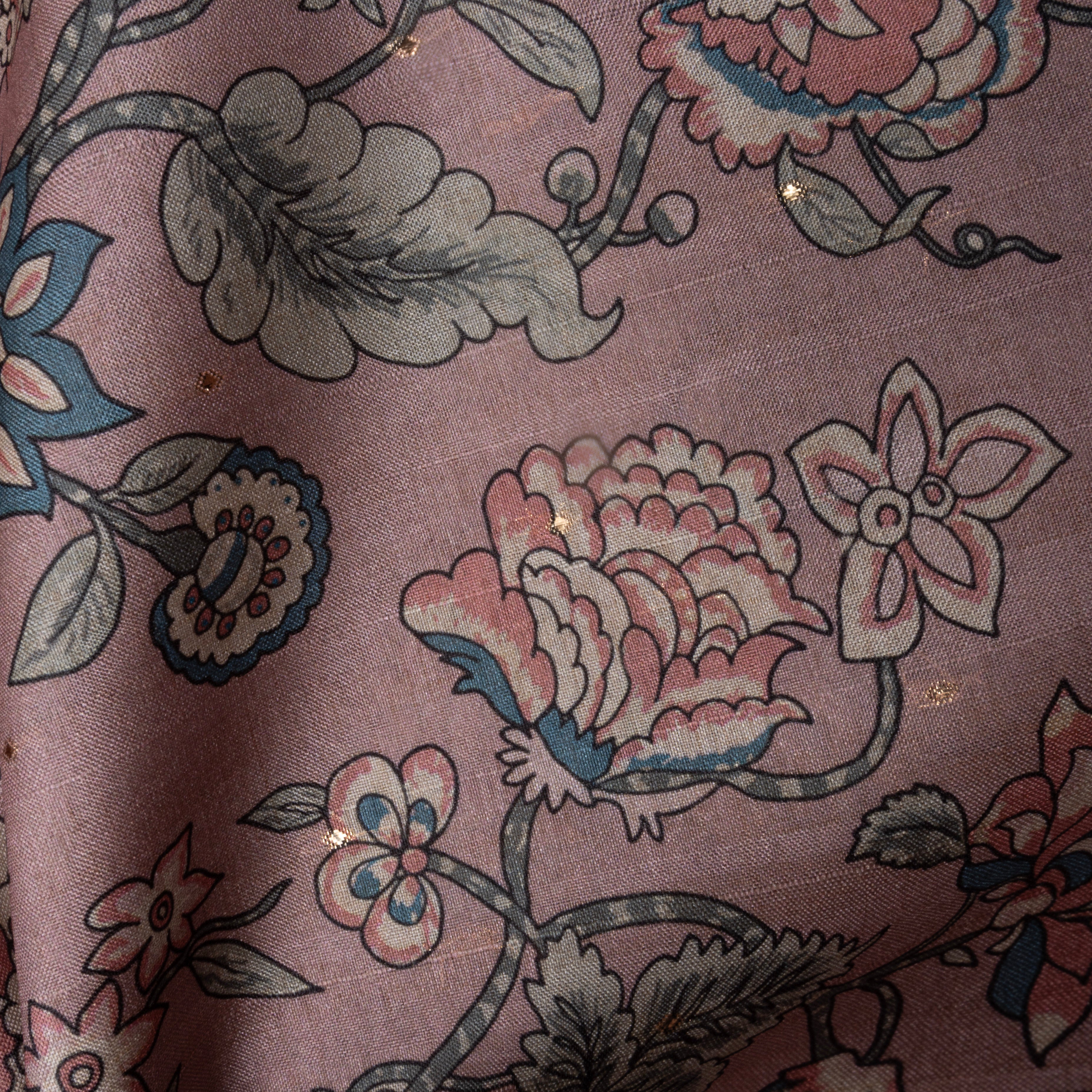 Soft Pink Digital Printed Tussar Fabric
