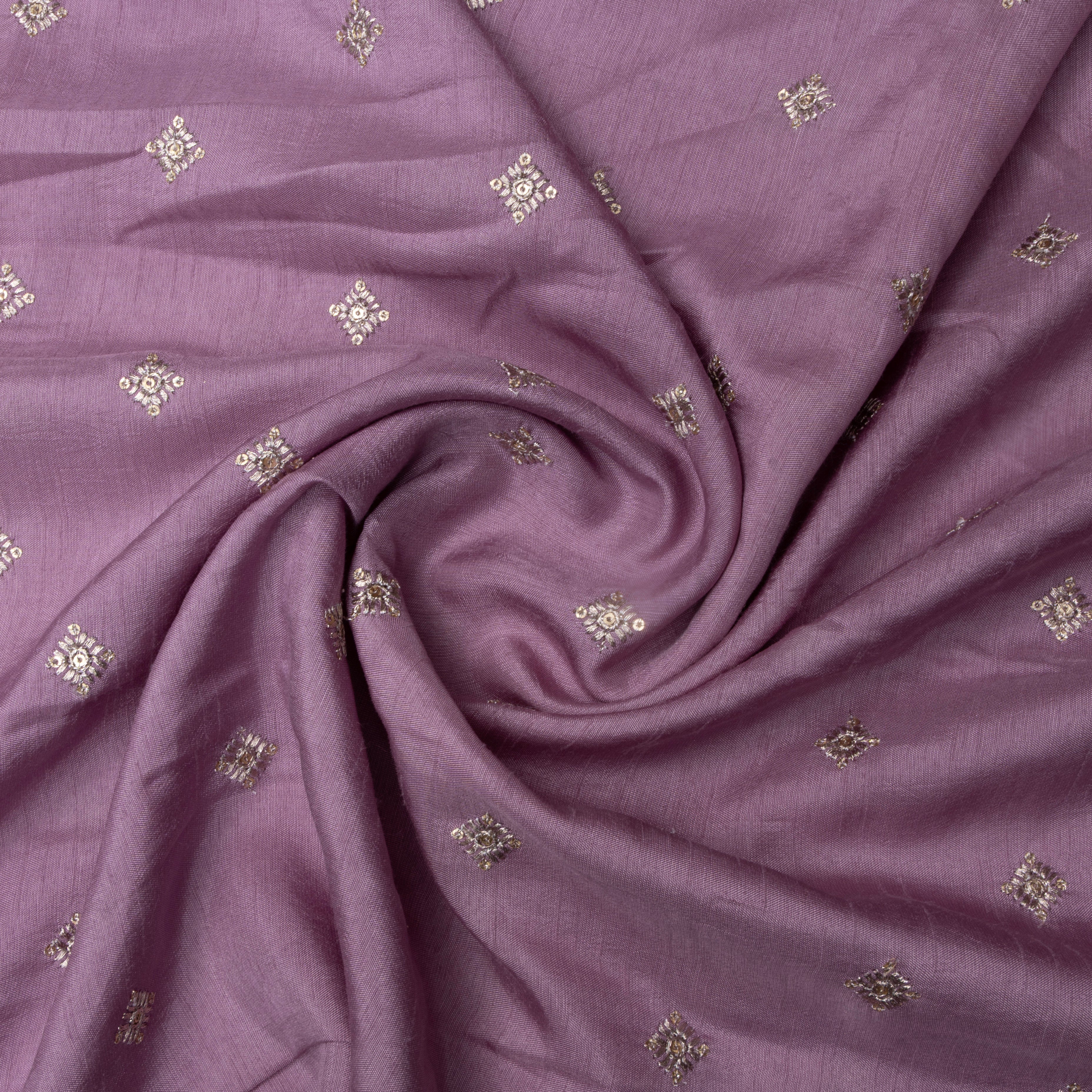 Mauve Purple Embroidered Silk Fabric