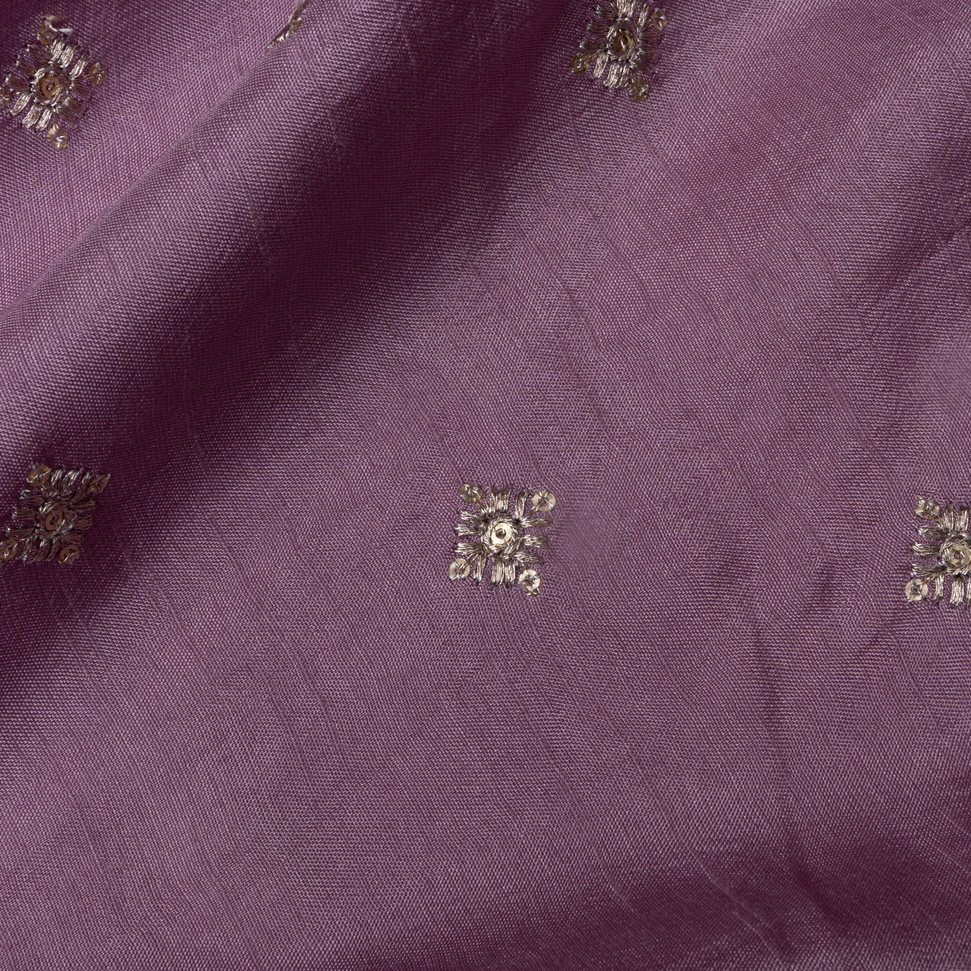 Mauve Purple Embroidered Silk Fabric