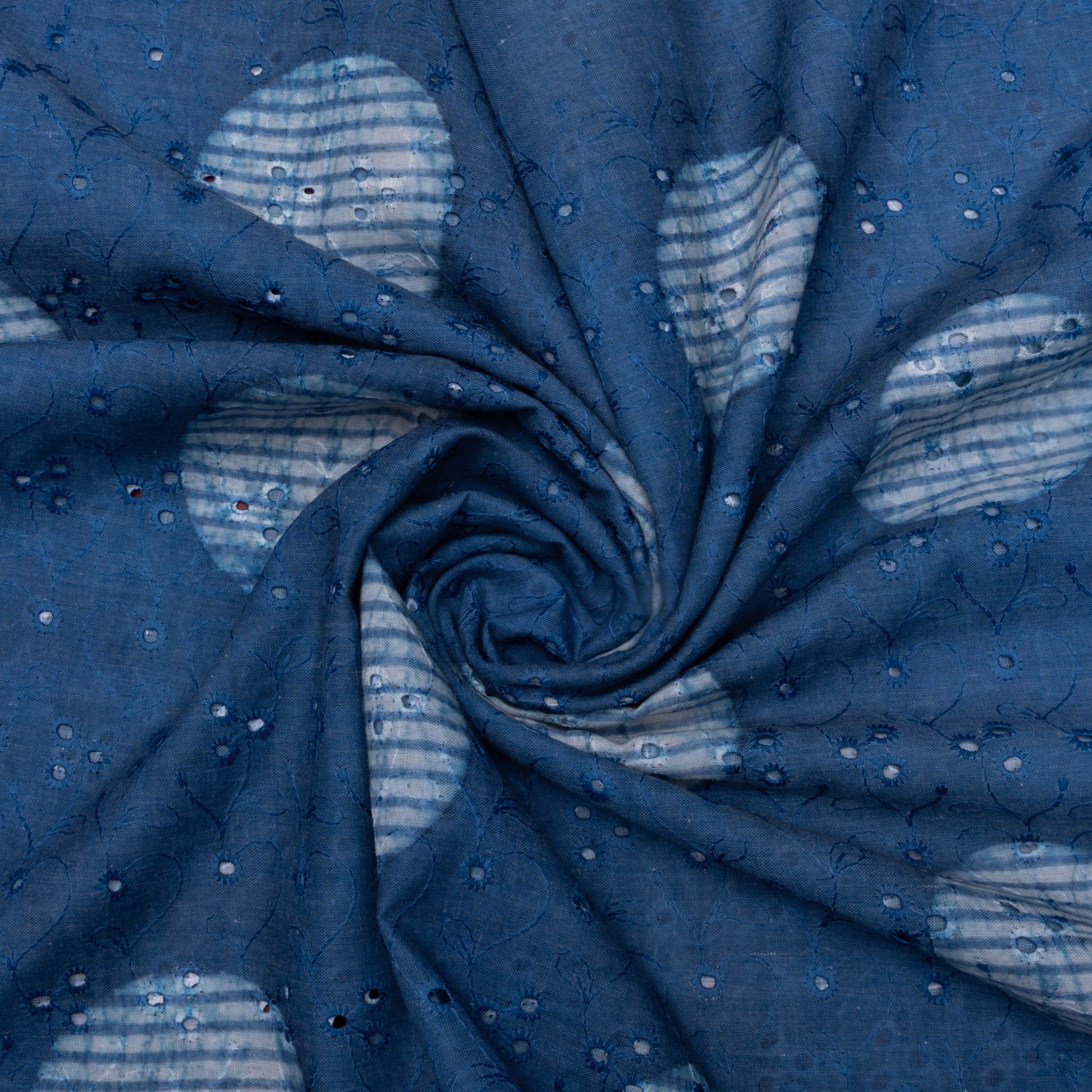 Ocean Blue Printed Cotton Fabric