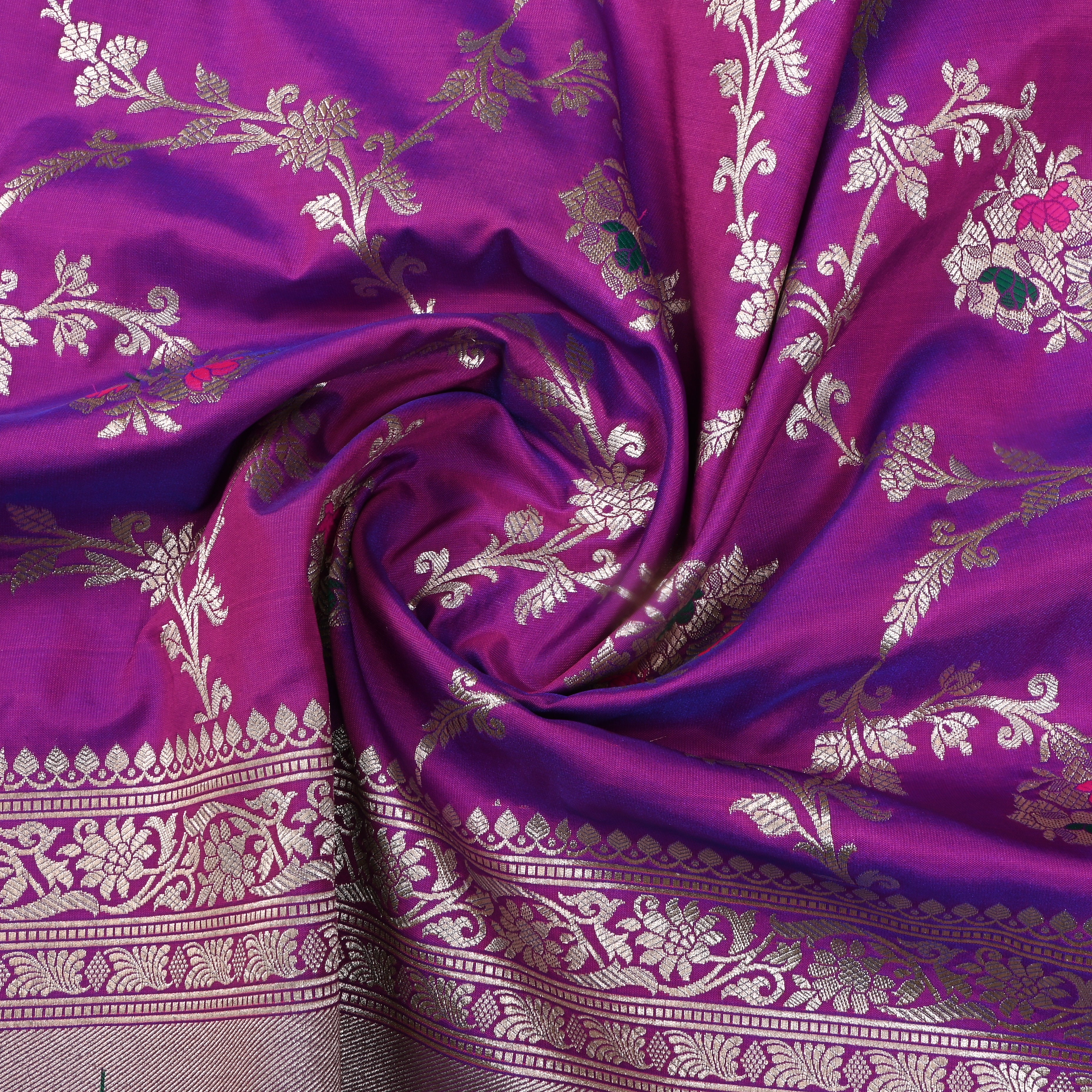 Purple Jamawar Silk Fabric