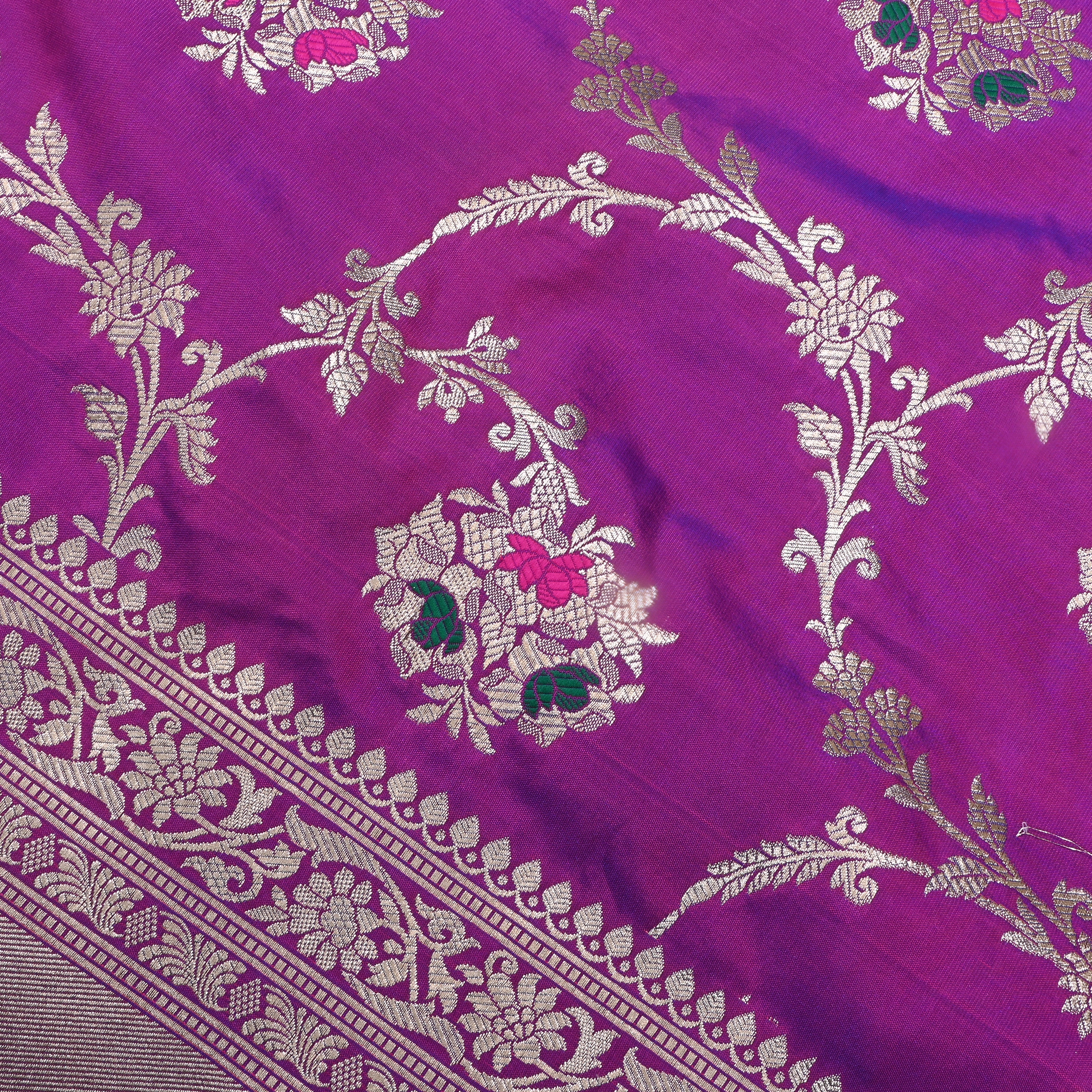 Purple Jamawar Silk Fabric
