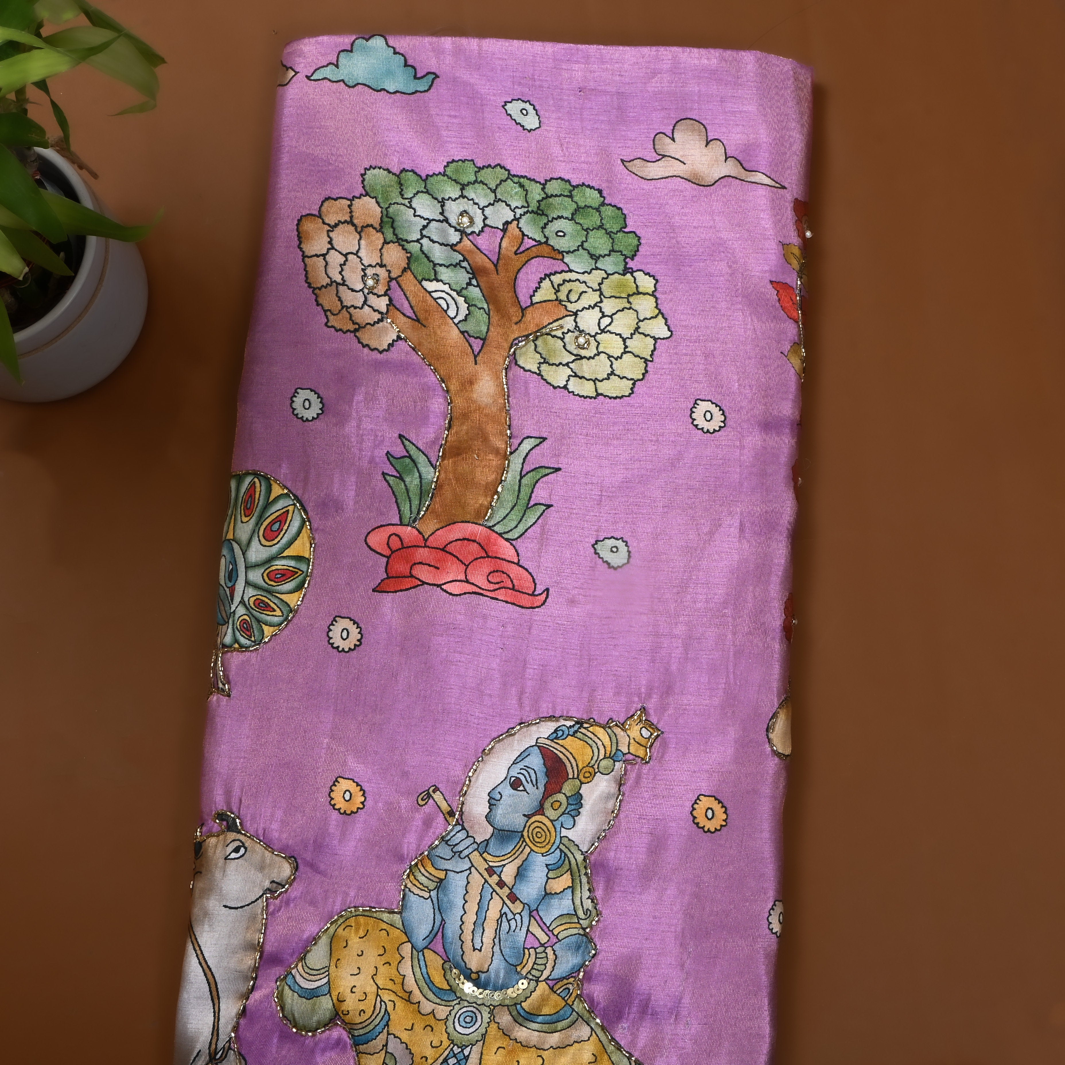 Lilac Pink Printed Tissue Fabric