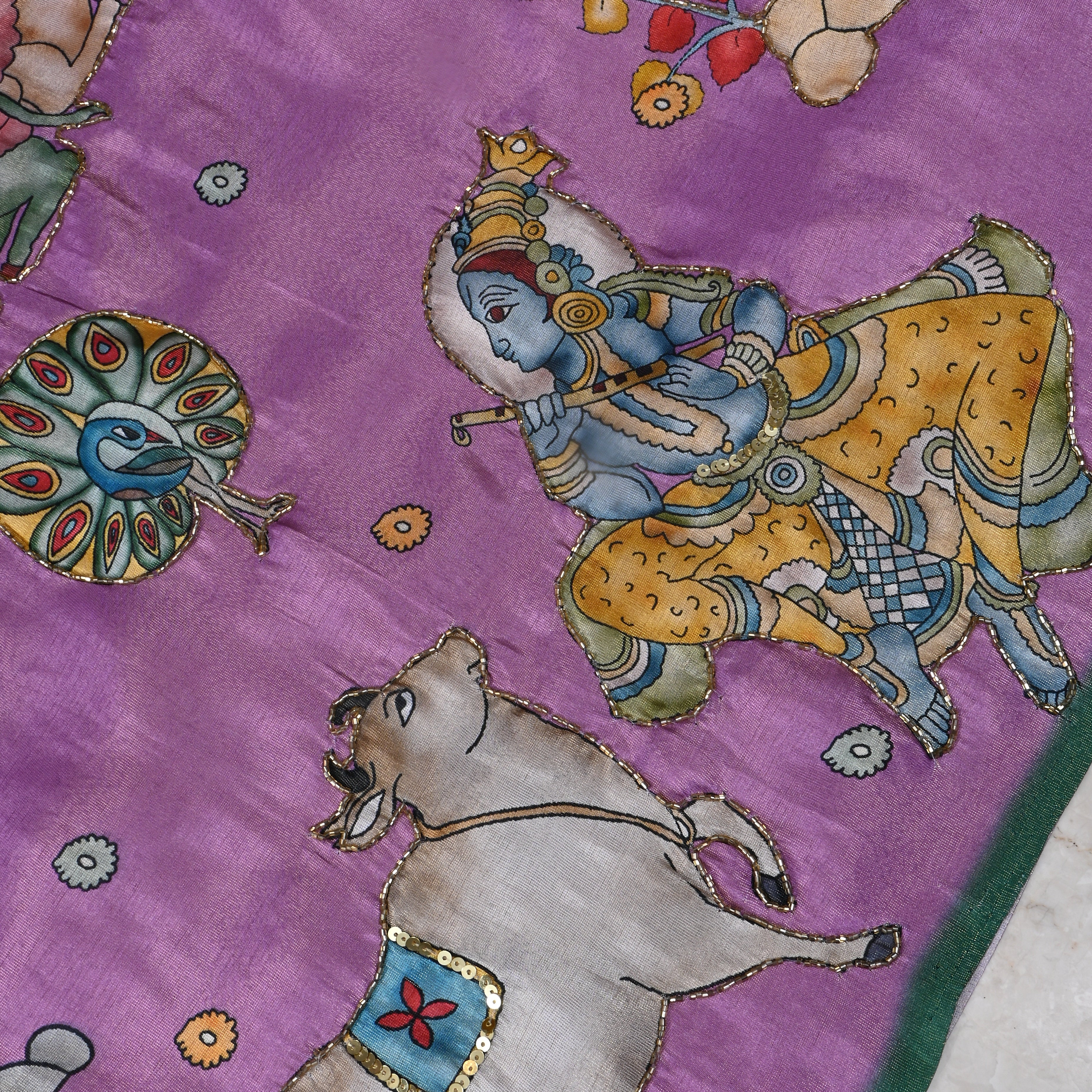 Lilac Pink Printed Tissue Fabric