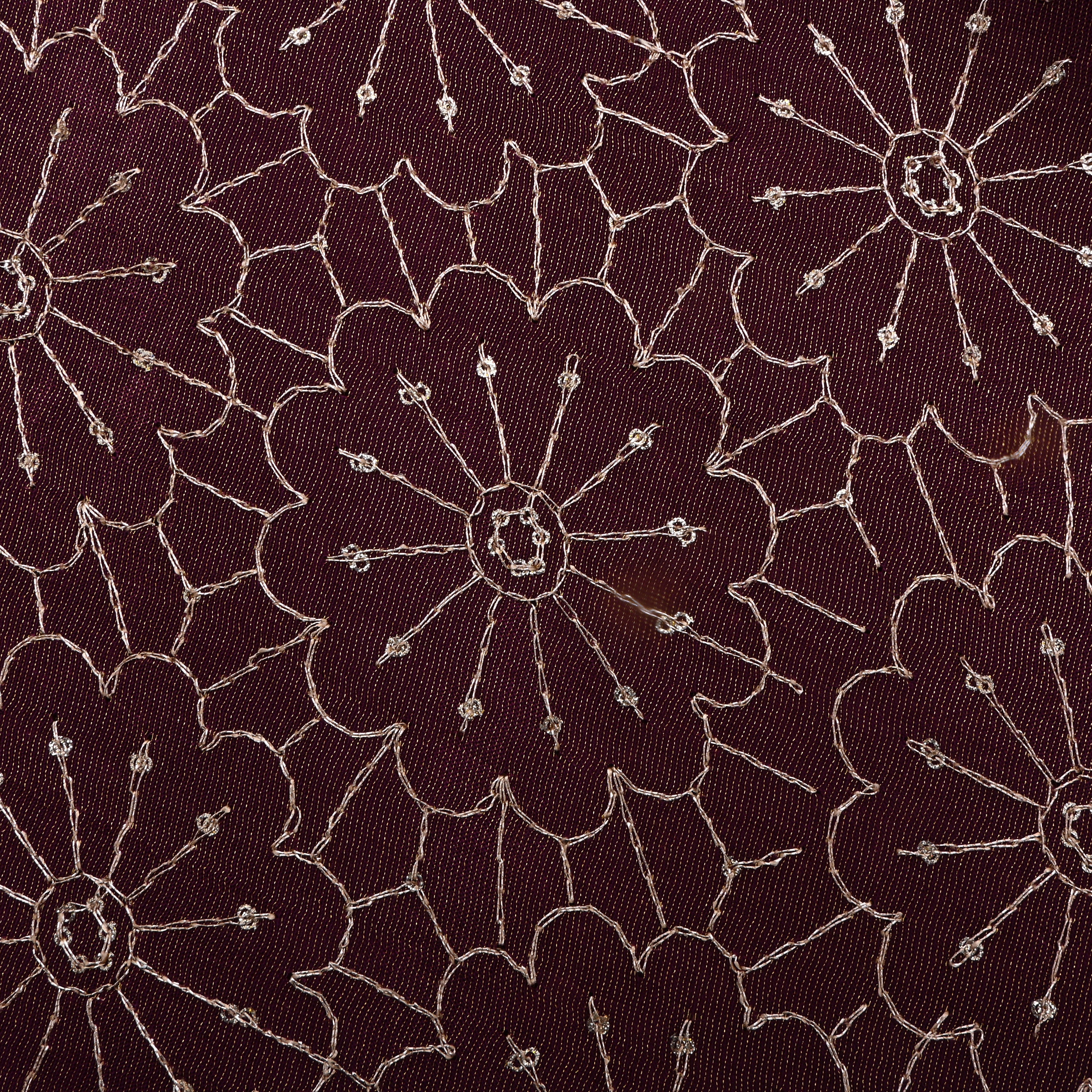 Dark Purple Embroidered Tissue Fabric