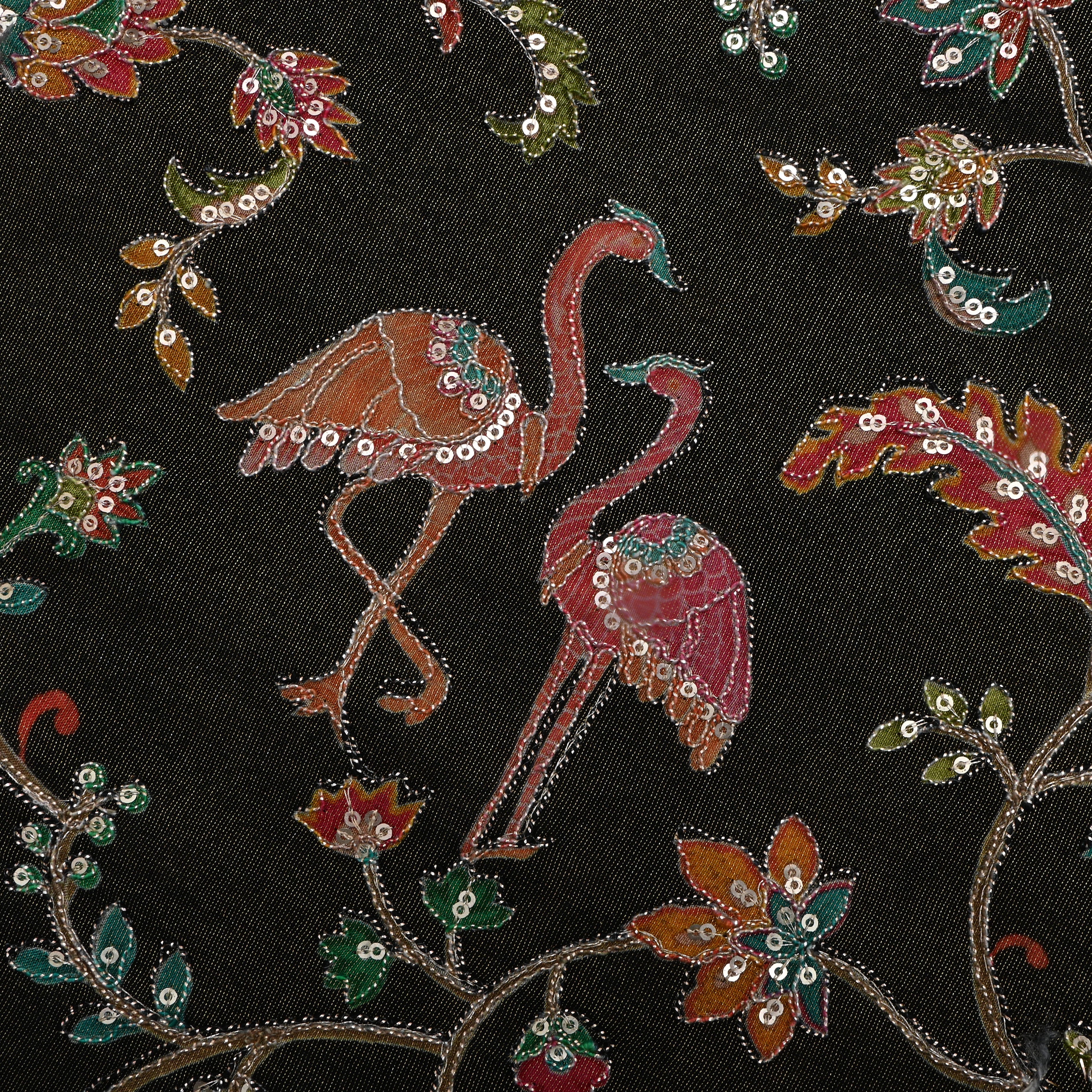 Deep Mehendi Green Floral Printed Tissue Fabric