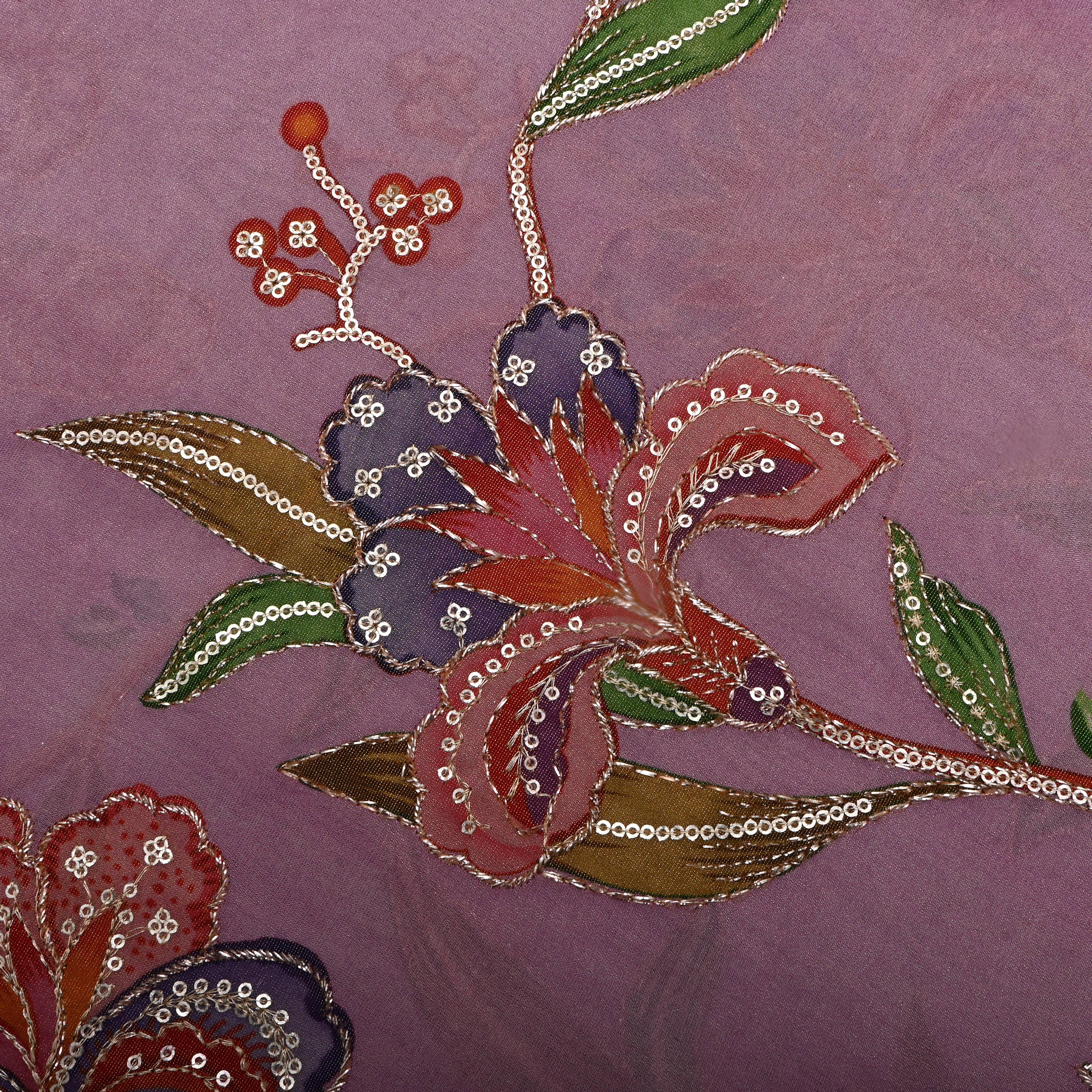 Charm Pink Floral Printed Tissue Fabric