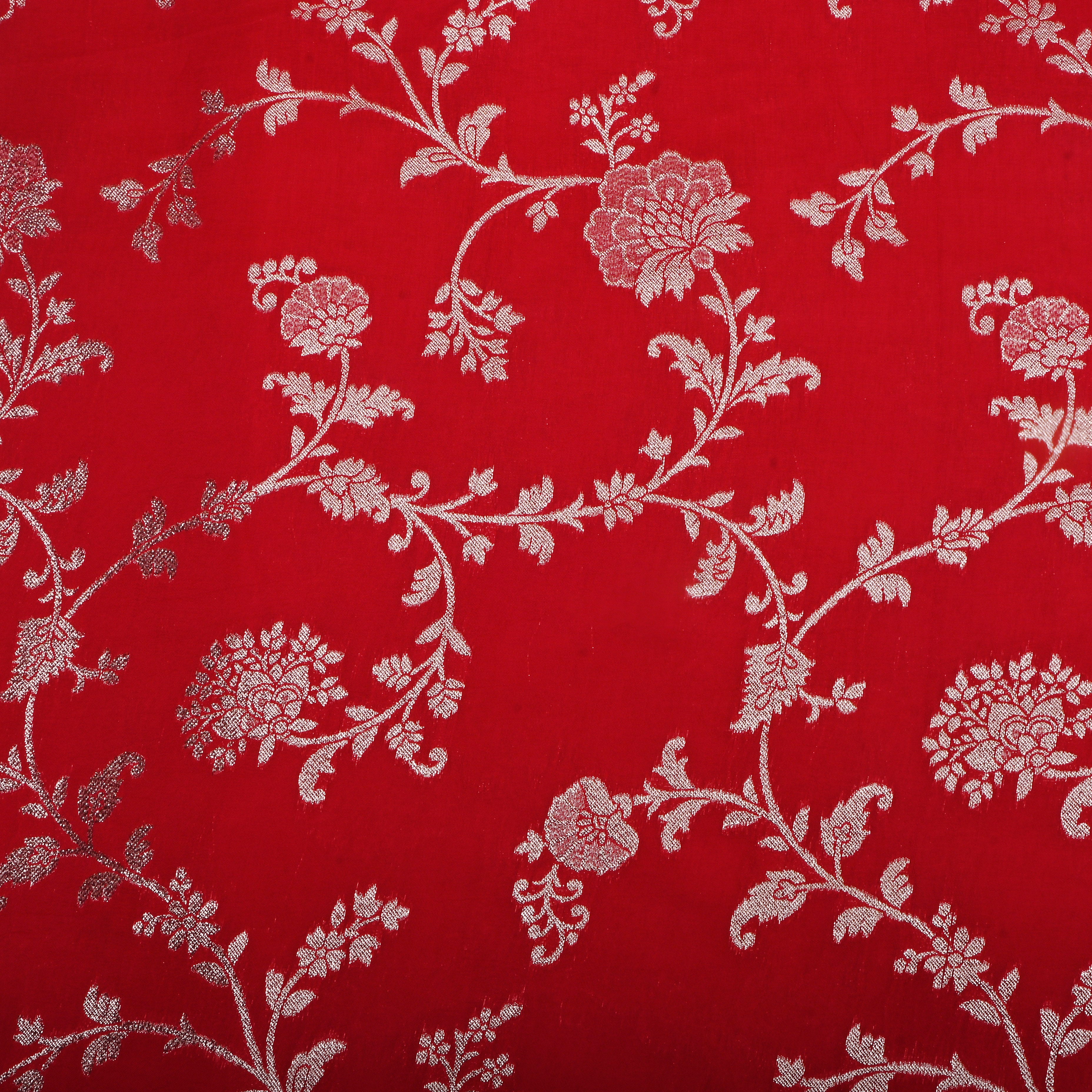 Red Zari Woven Silk Fabric
