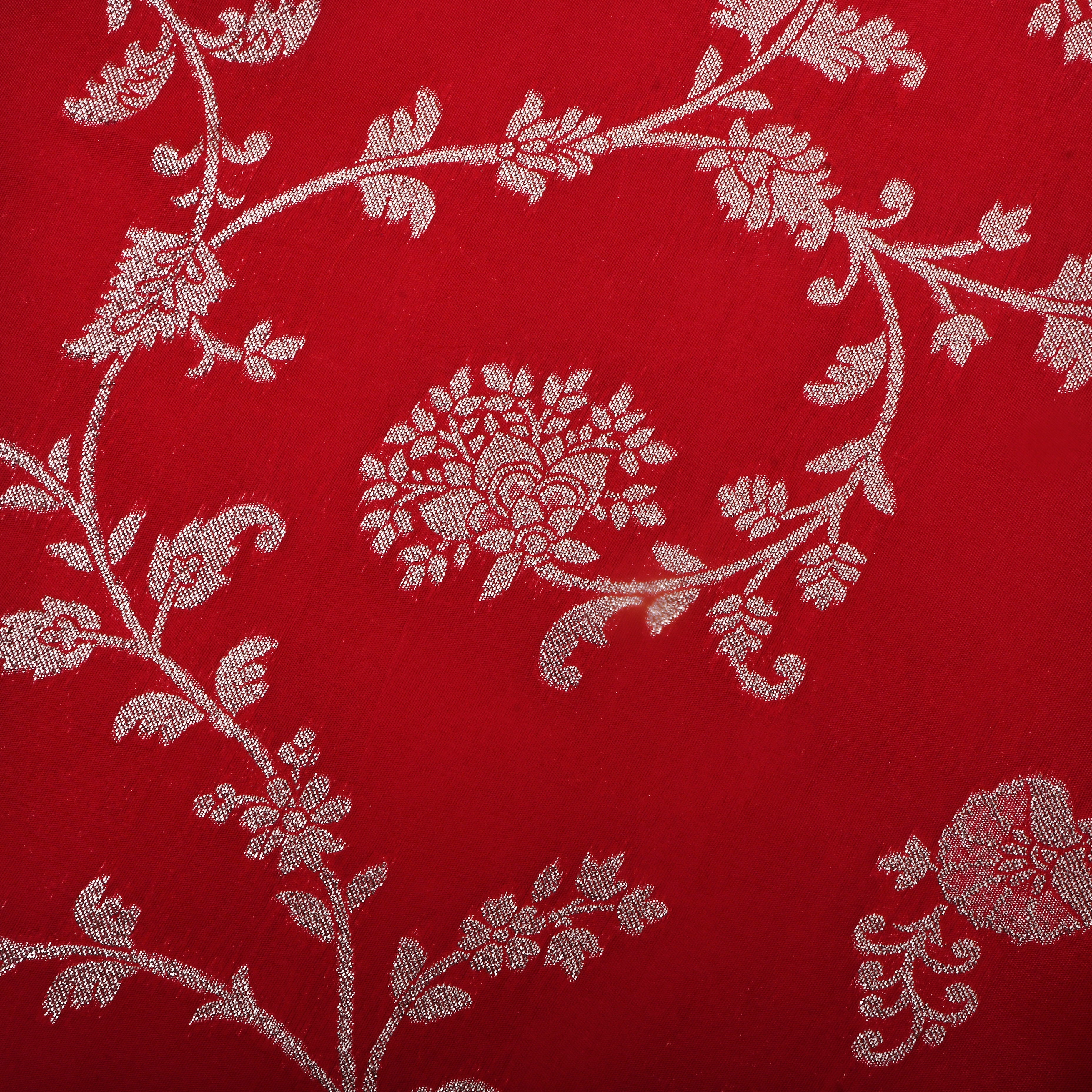 Red Zari Woven Silk Fabric