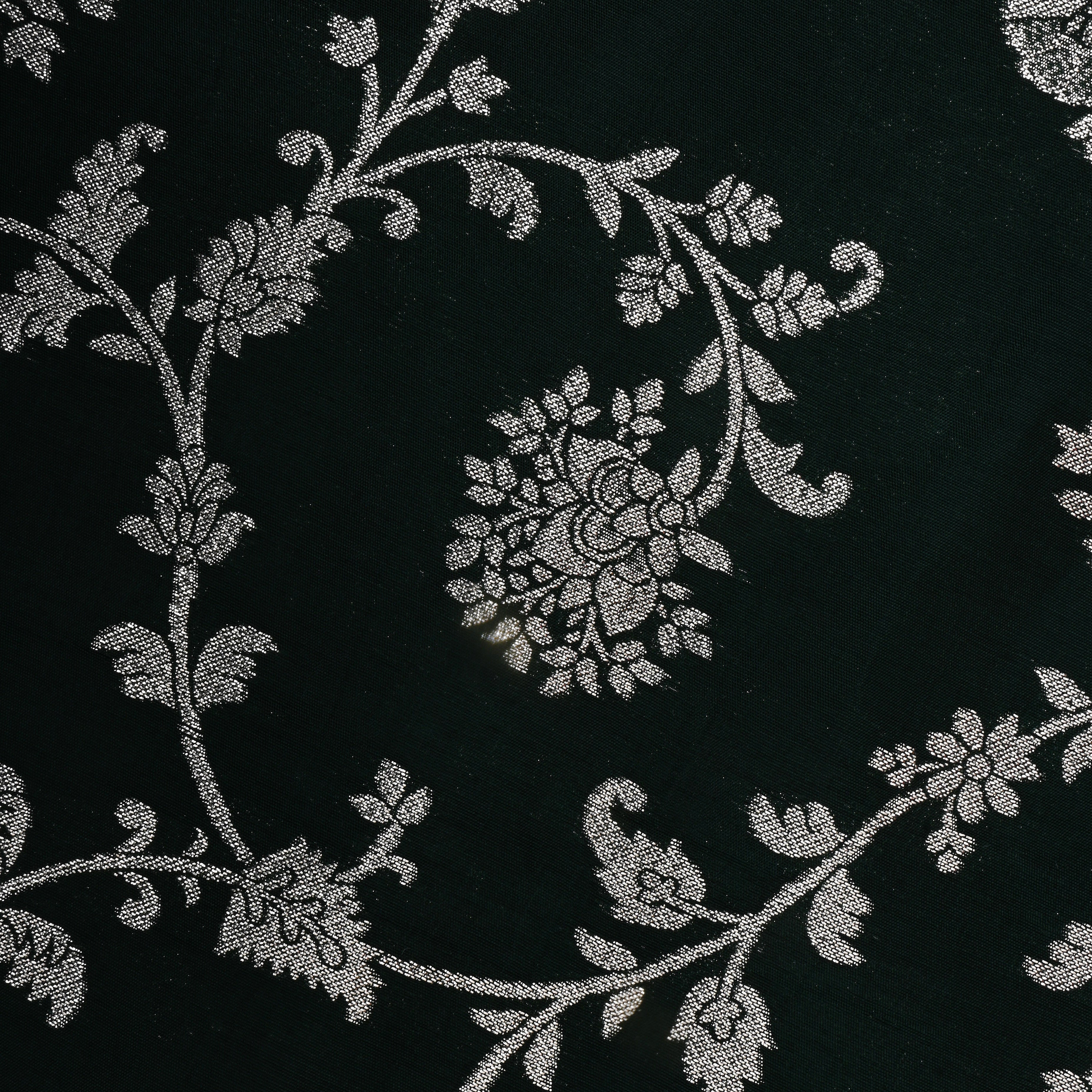 Bottle Green Zari Woven Silk Fabric