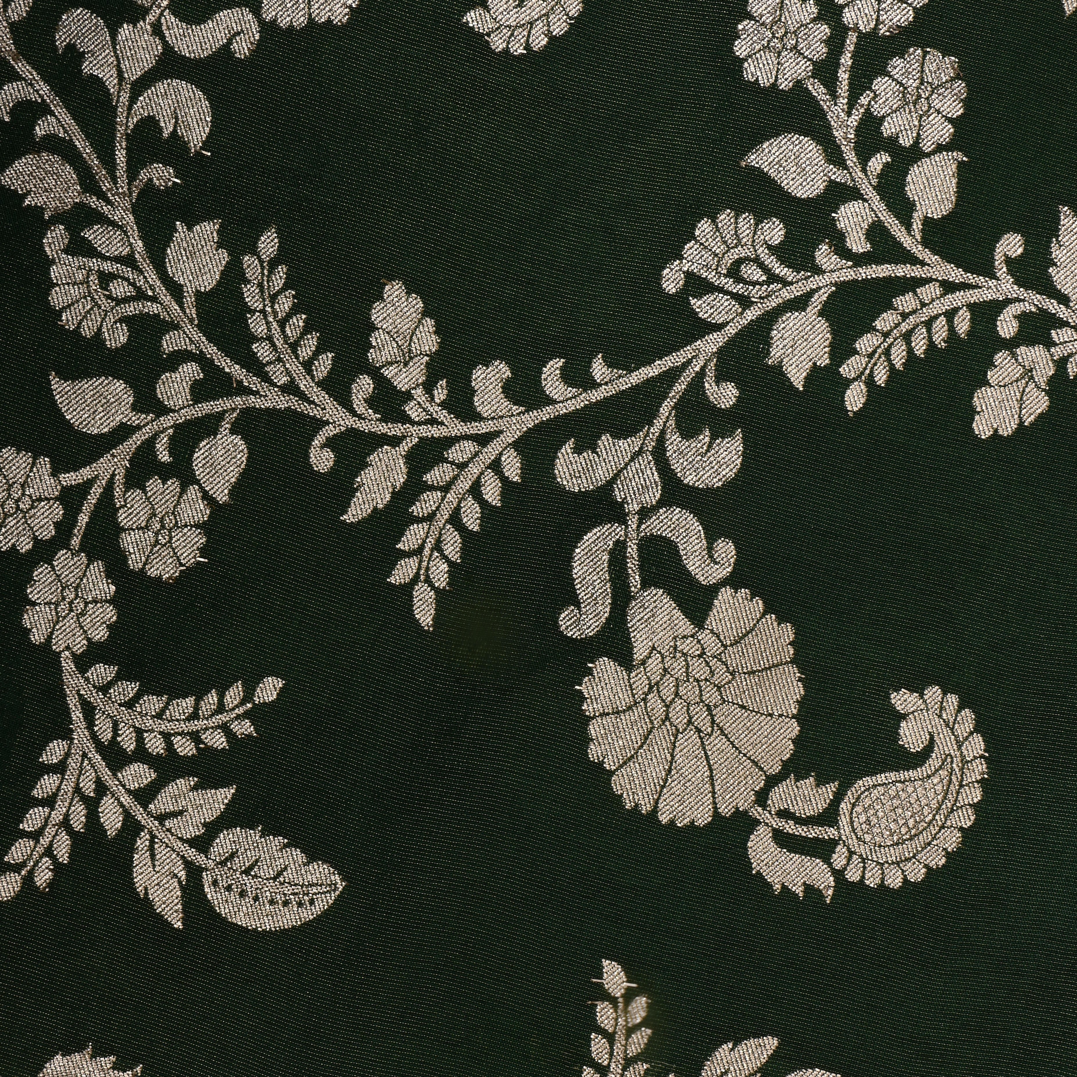 Vibrant Bottle Green Zari Woven Tissue Fabric