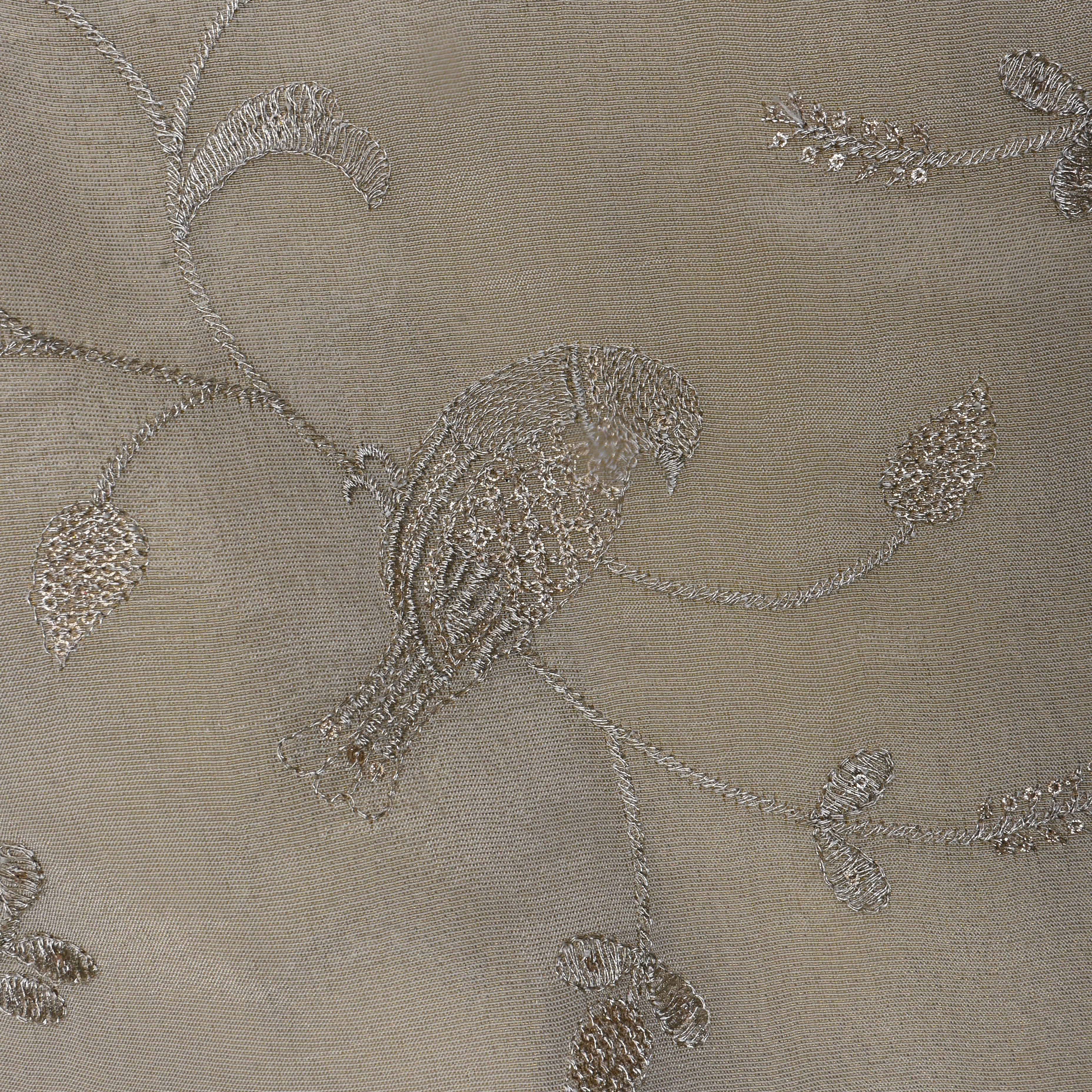 Off-White Embroidered Tissue Fabric