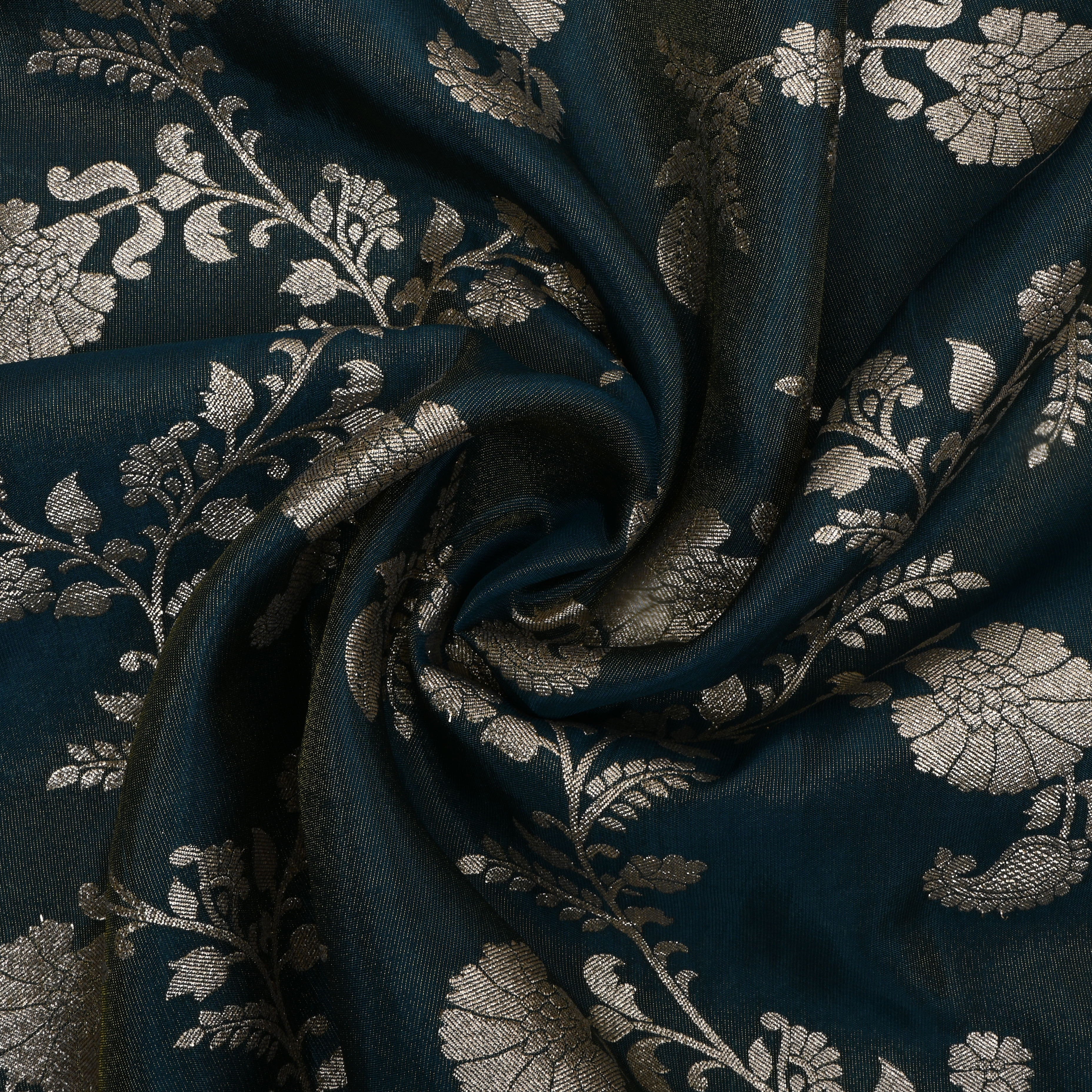 Mughal Green Zari Woven Tissue Fabric