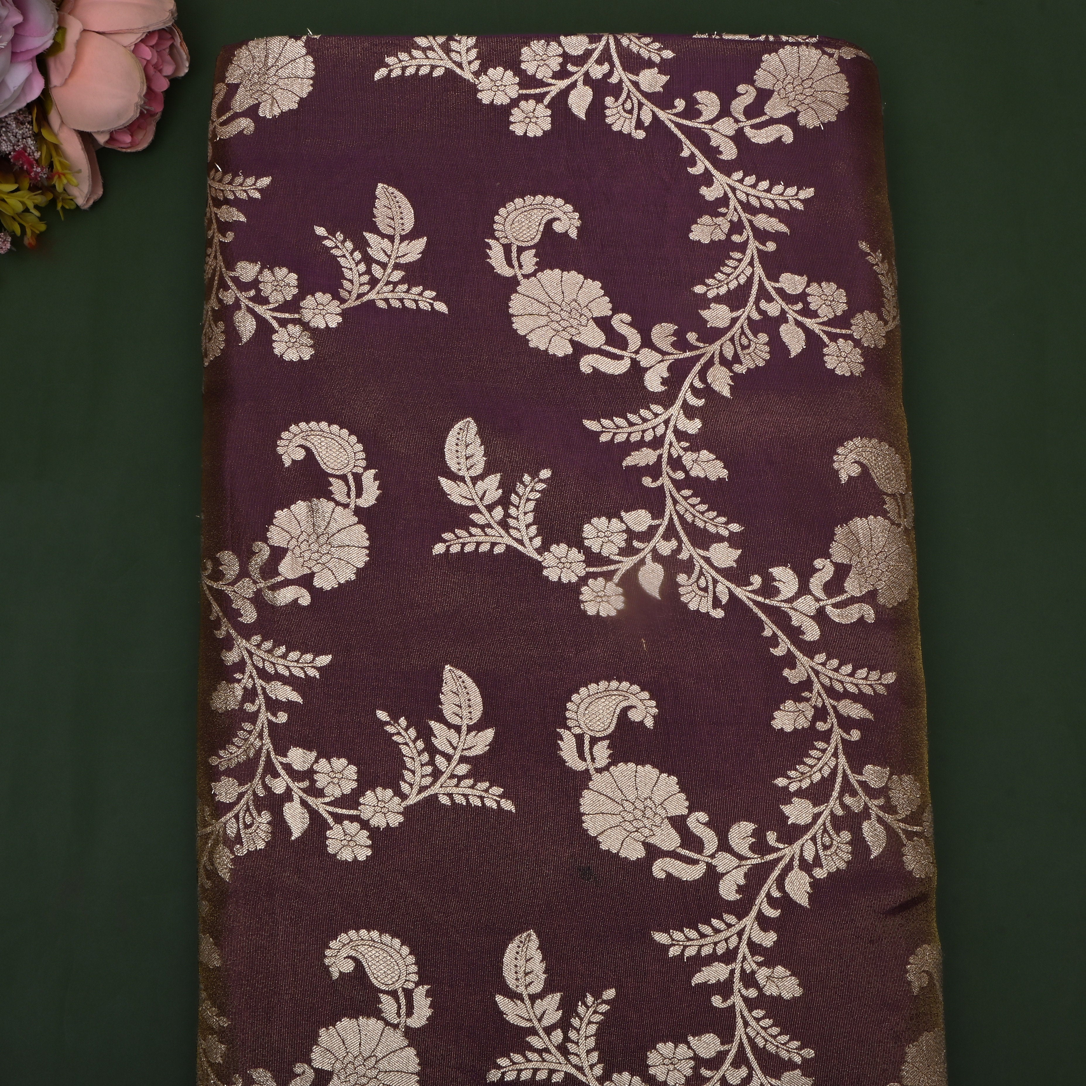 Plum Zari Woven Tissue Fabric