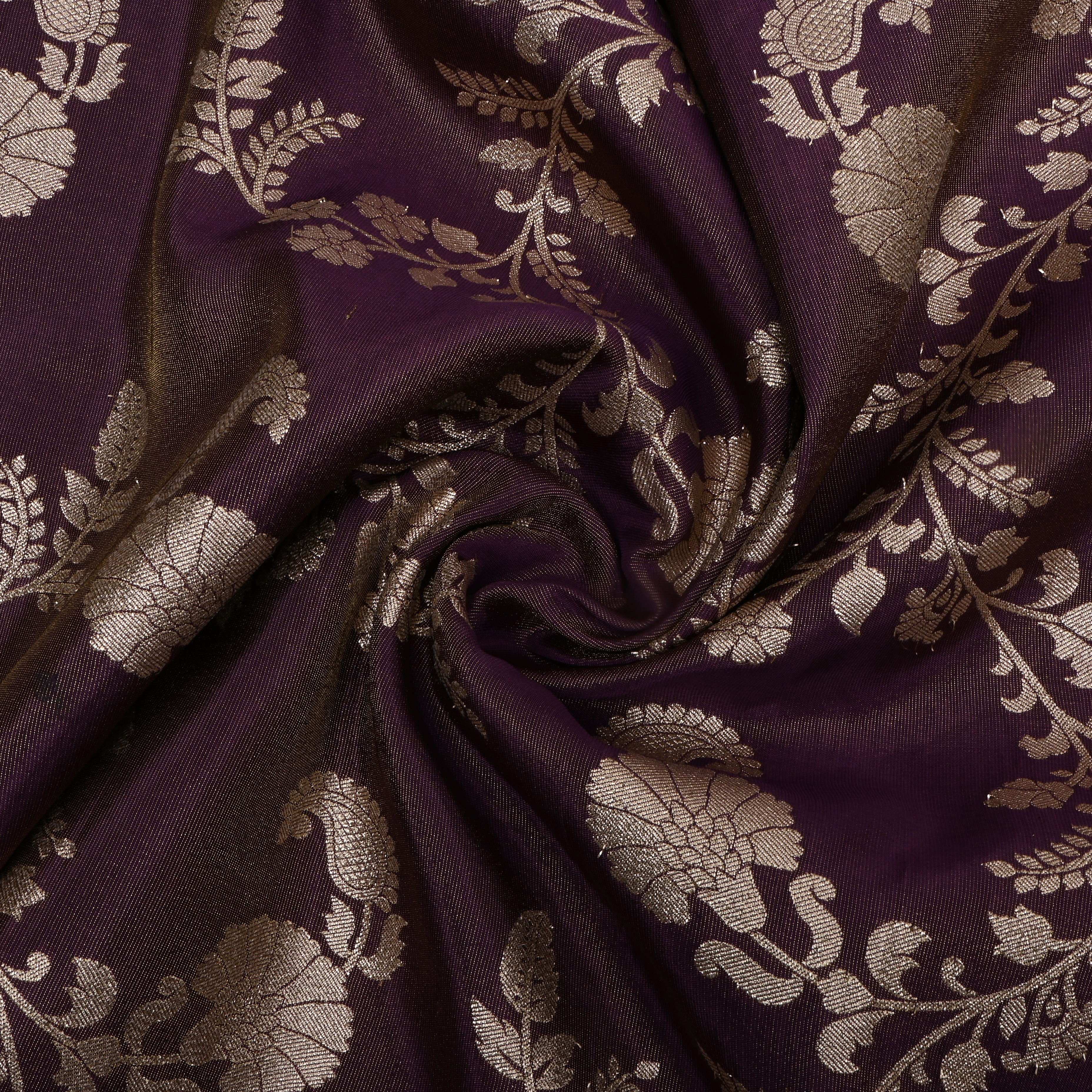 Plum Zari Woven Tissue Fabric