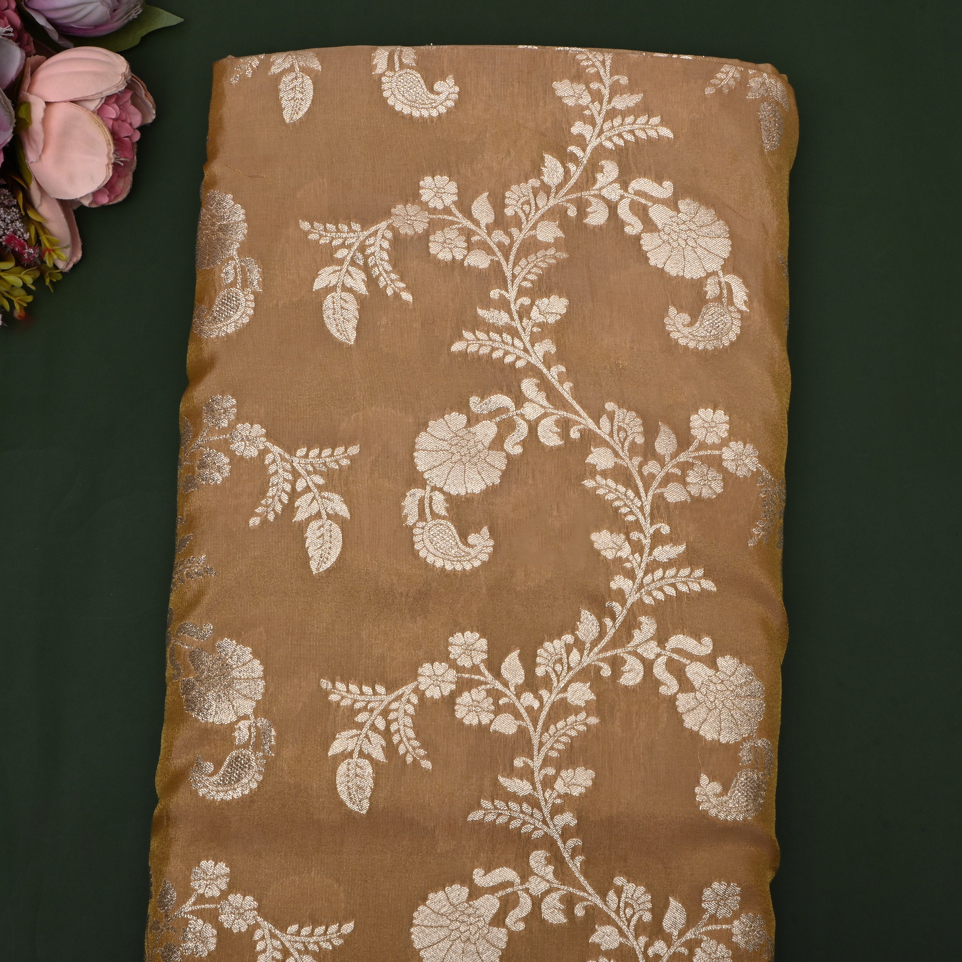 Matte Gold Zari Woven Tissue Fabric