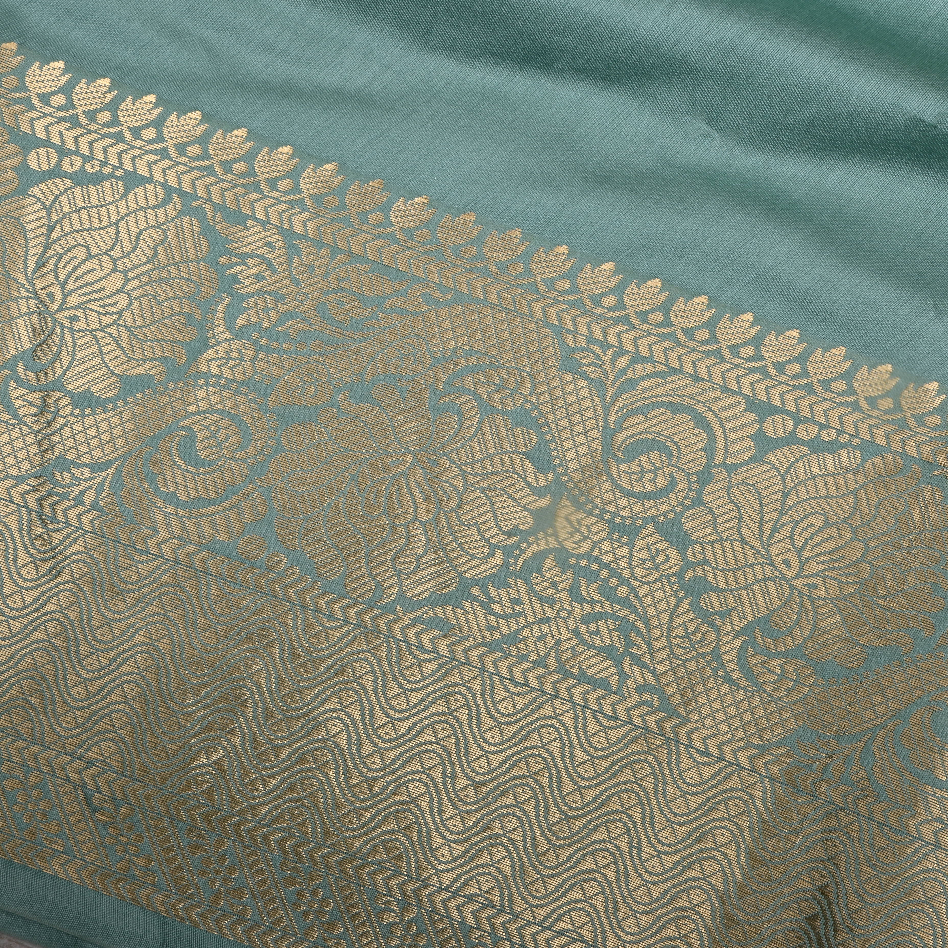 Aqua Blue Solid Jamawar Silk Fabric