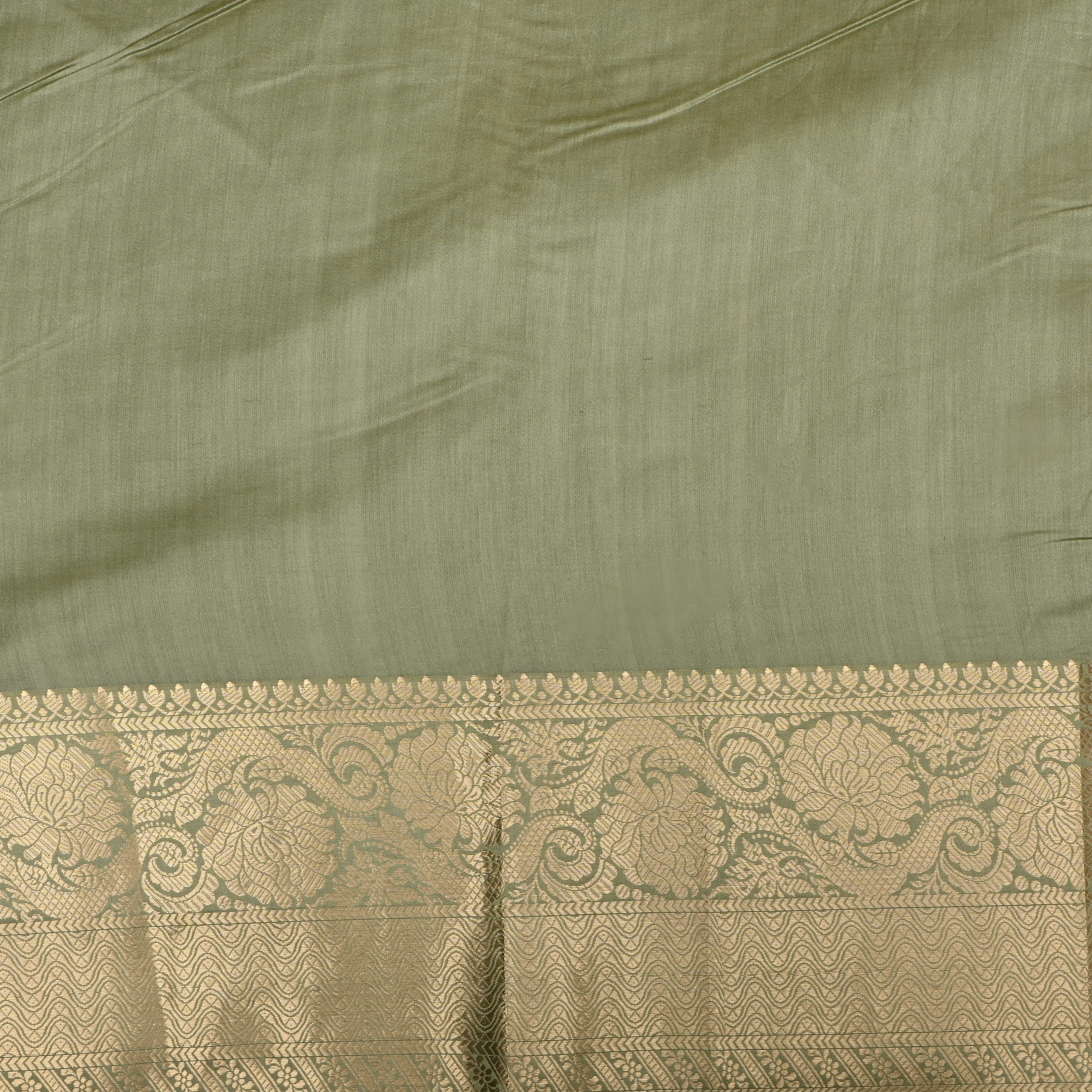 Muted Green Solid Jamawar Silk Fabric
