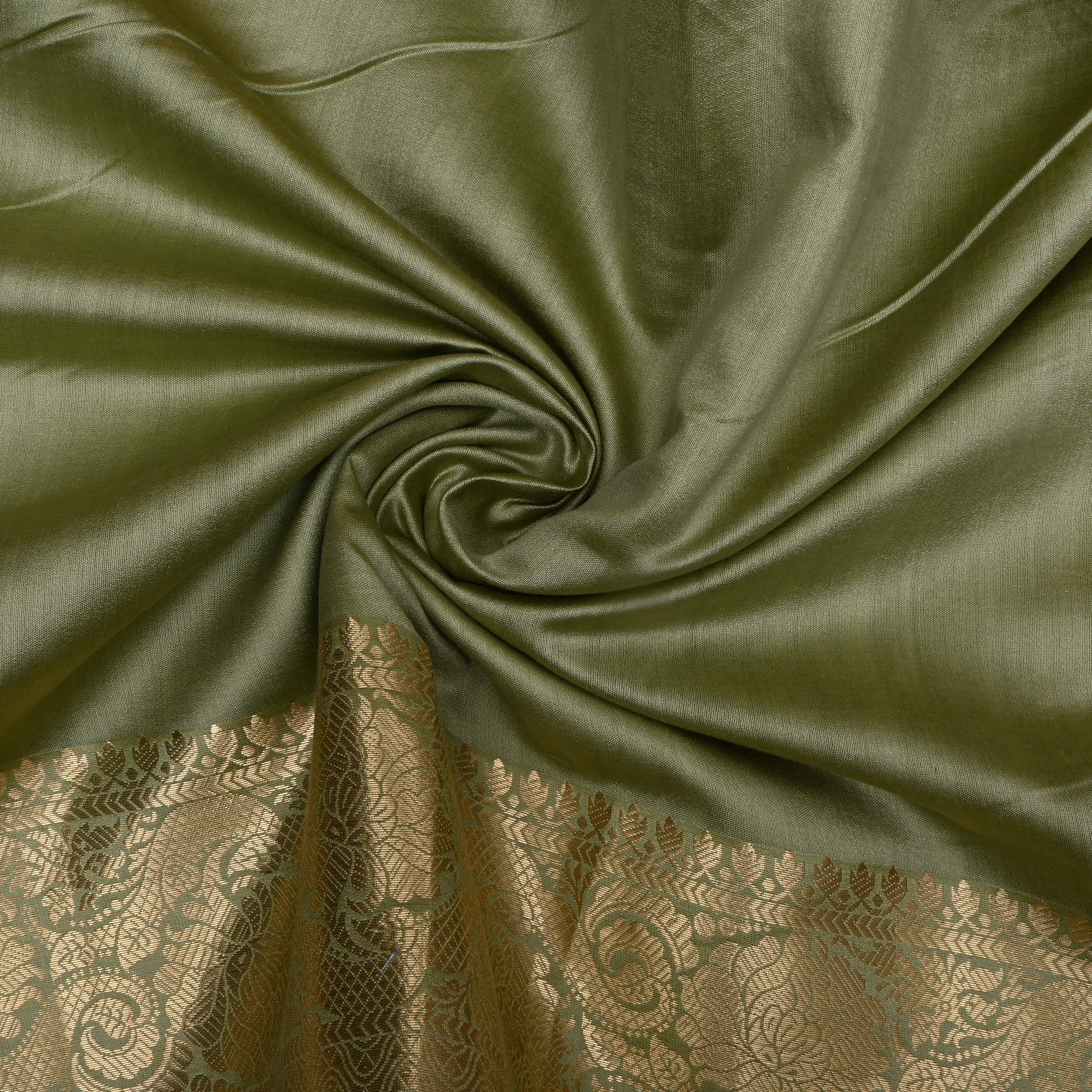 Muted Green Solid Jamawar Silk Fabric