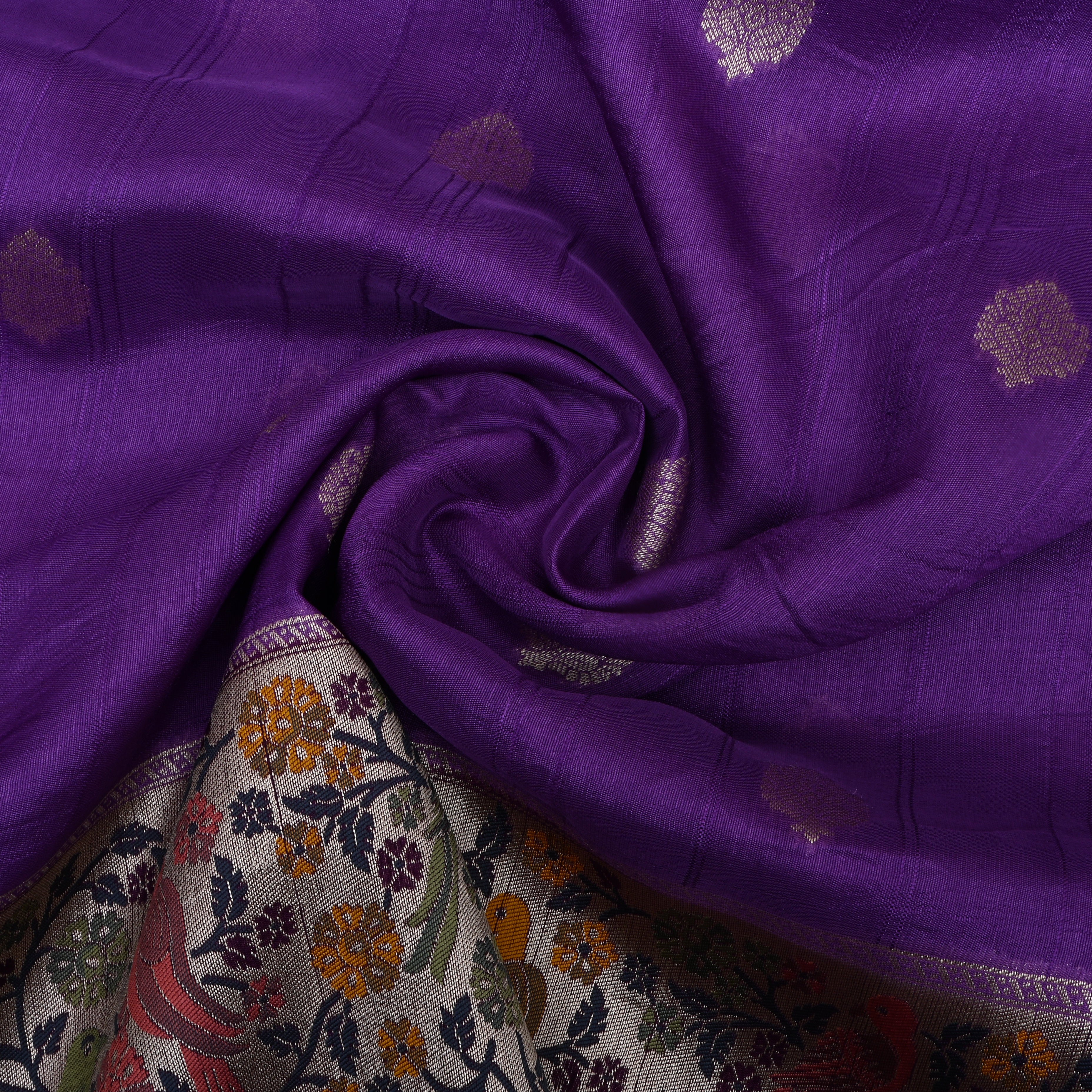 Classic Purple Dupion Silk Jamawar Fabric