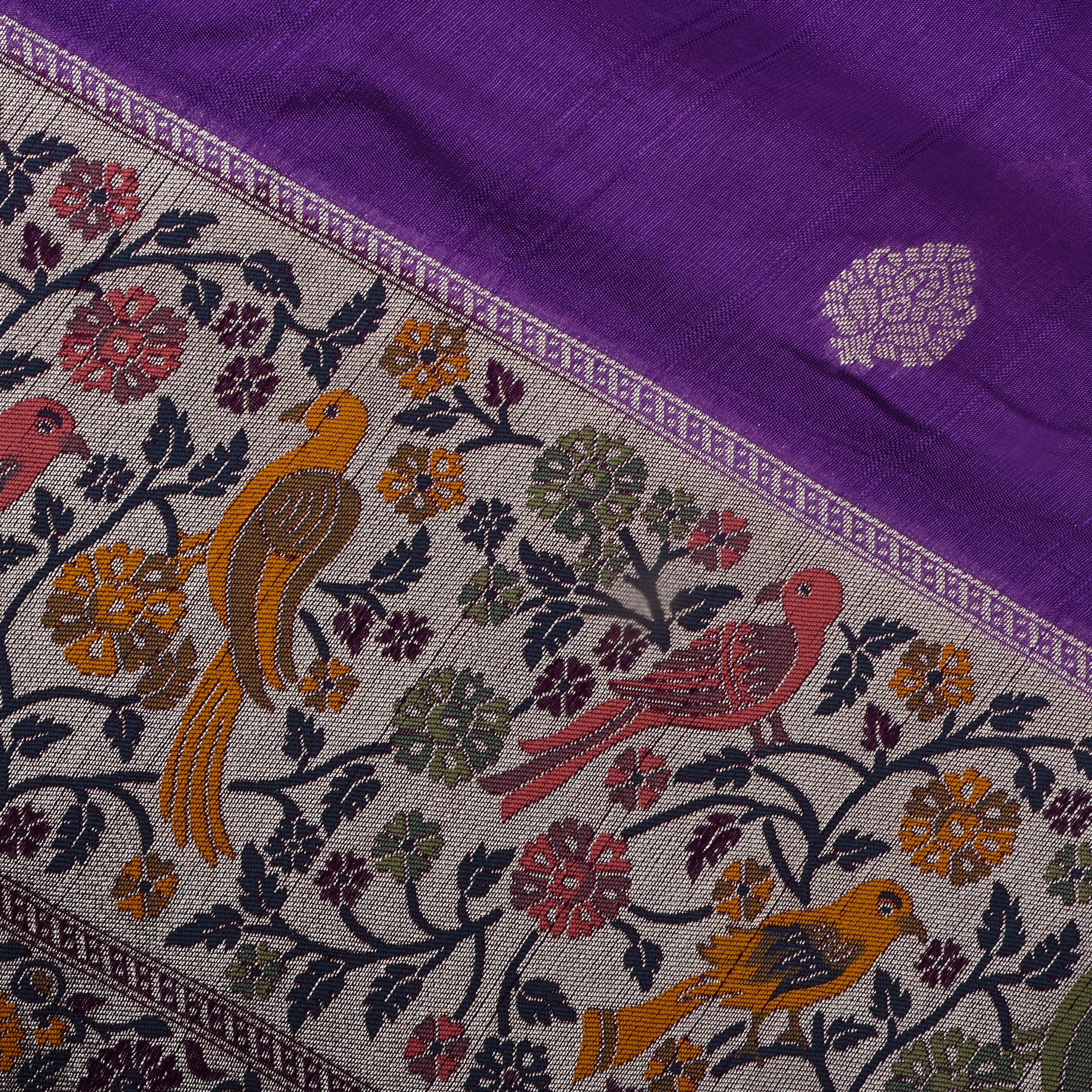 Classic Purple Dupion Silk Jamawar Fabric