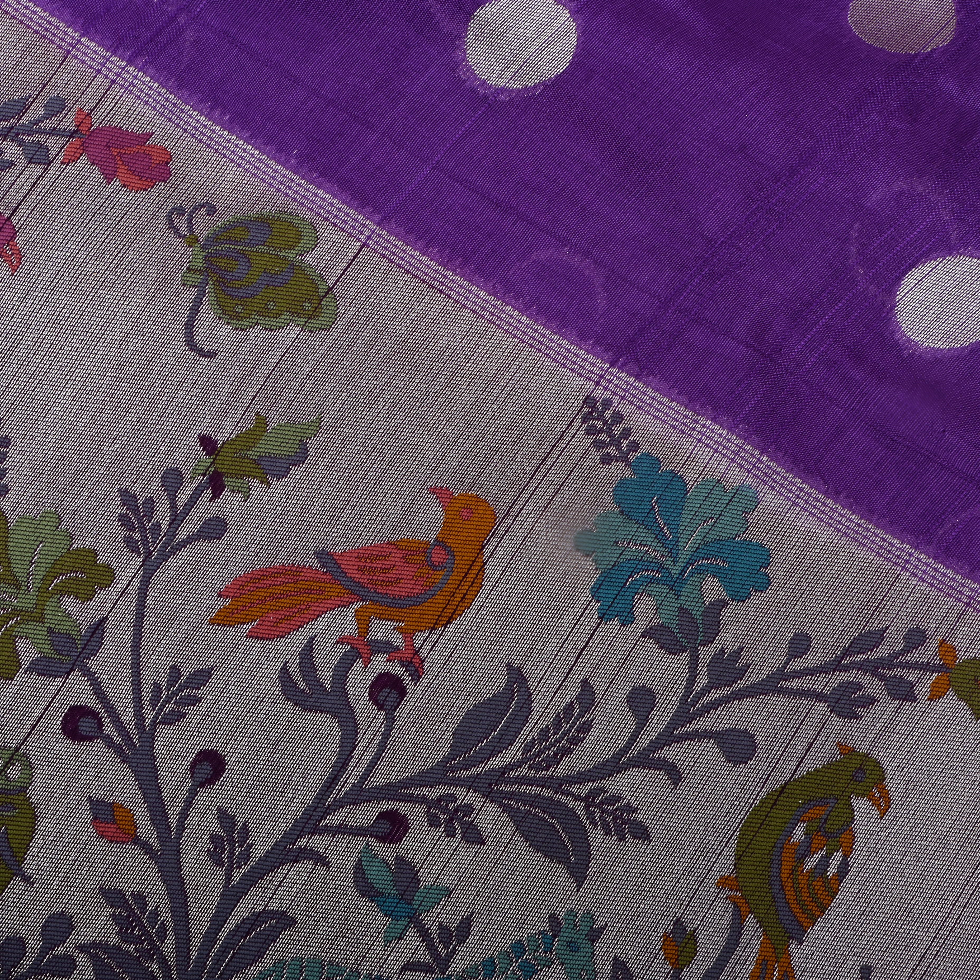 Pleasant Purple Jamawar Dupion Silk Fabric