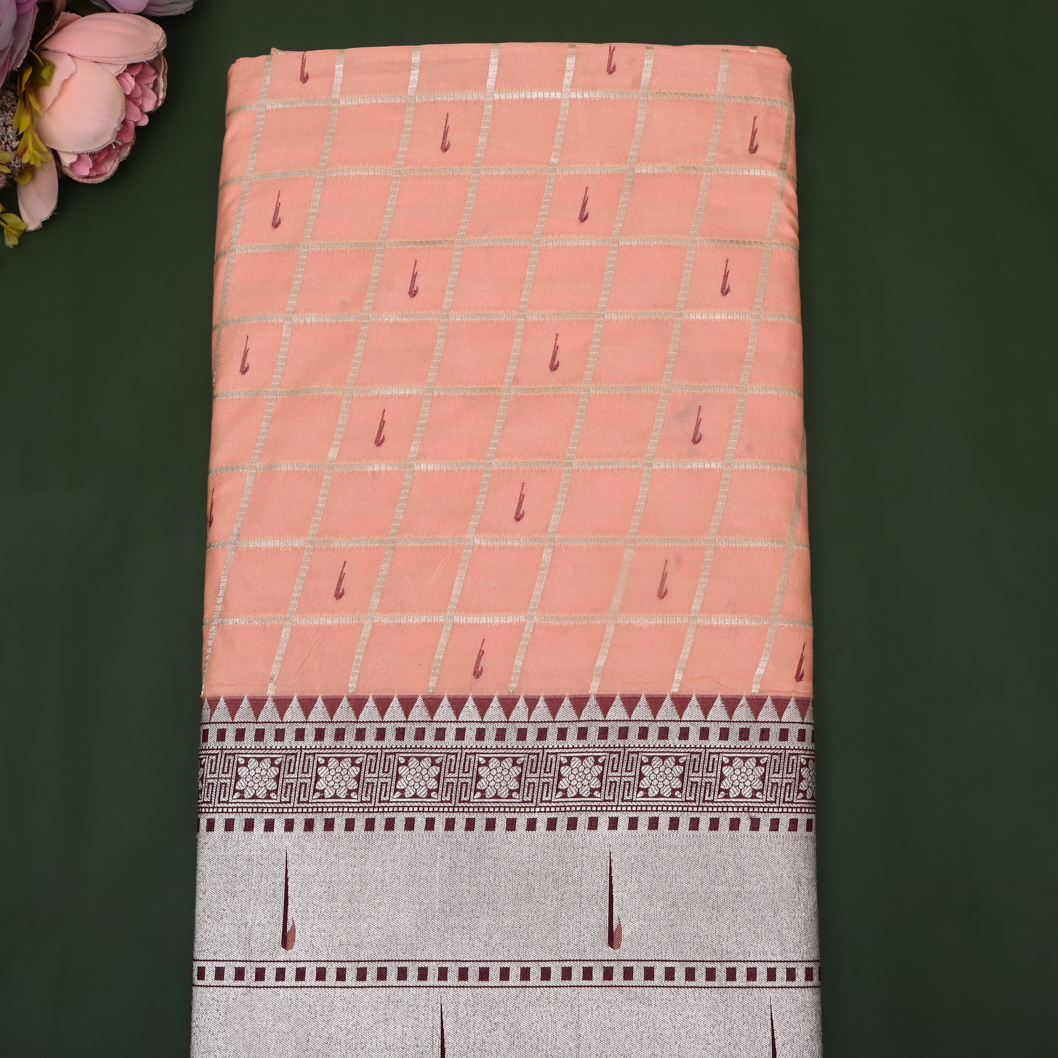 Cream Paithani Weave Silk Fabric