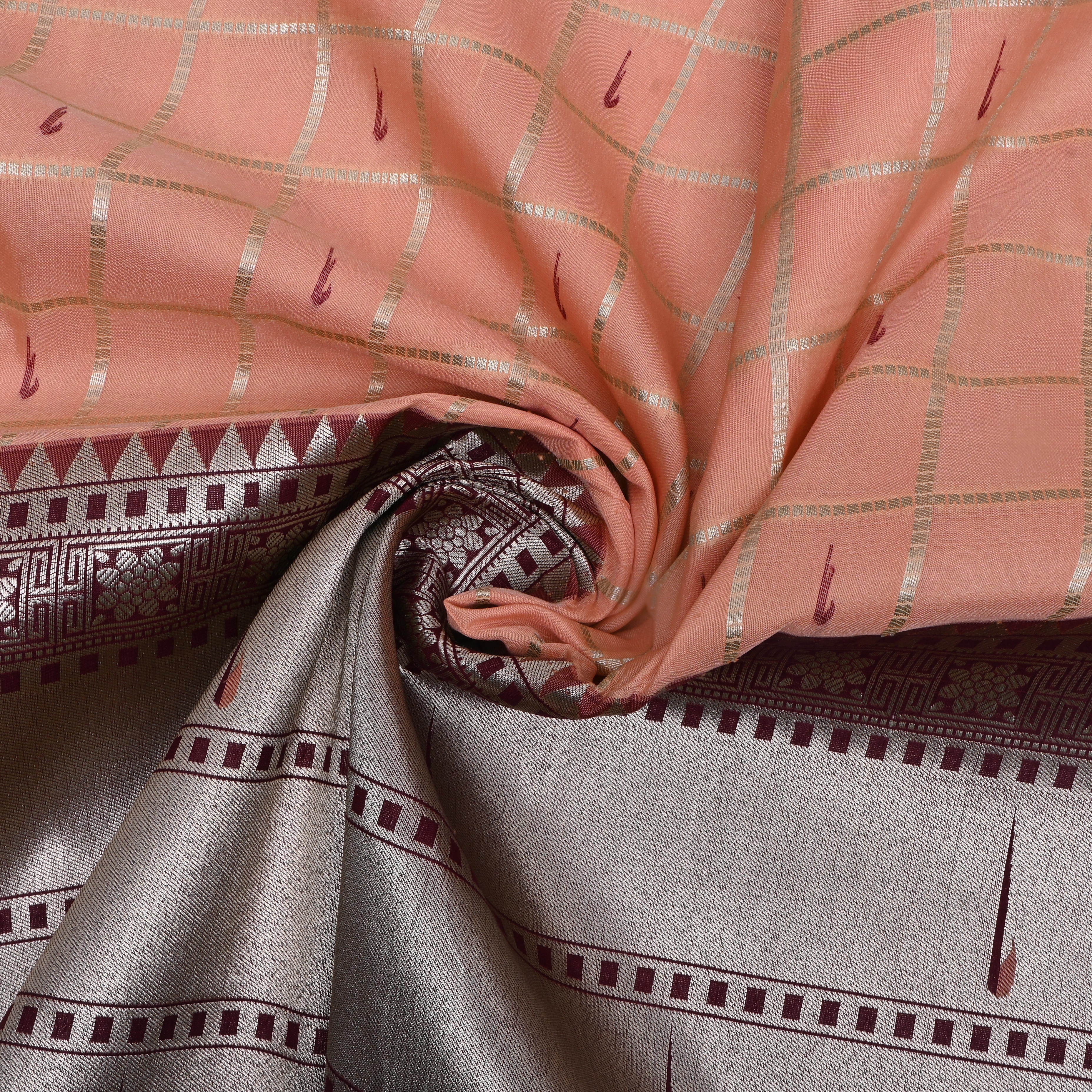 Cream Paithani Weave Silk Fabric