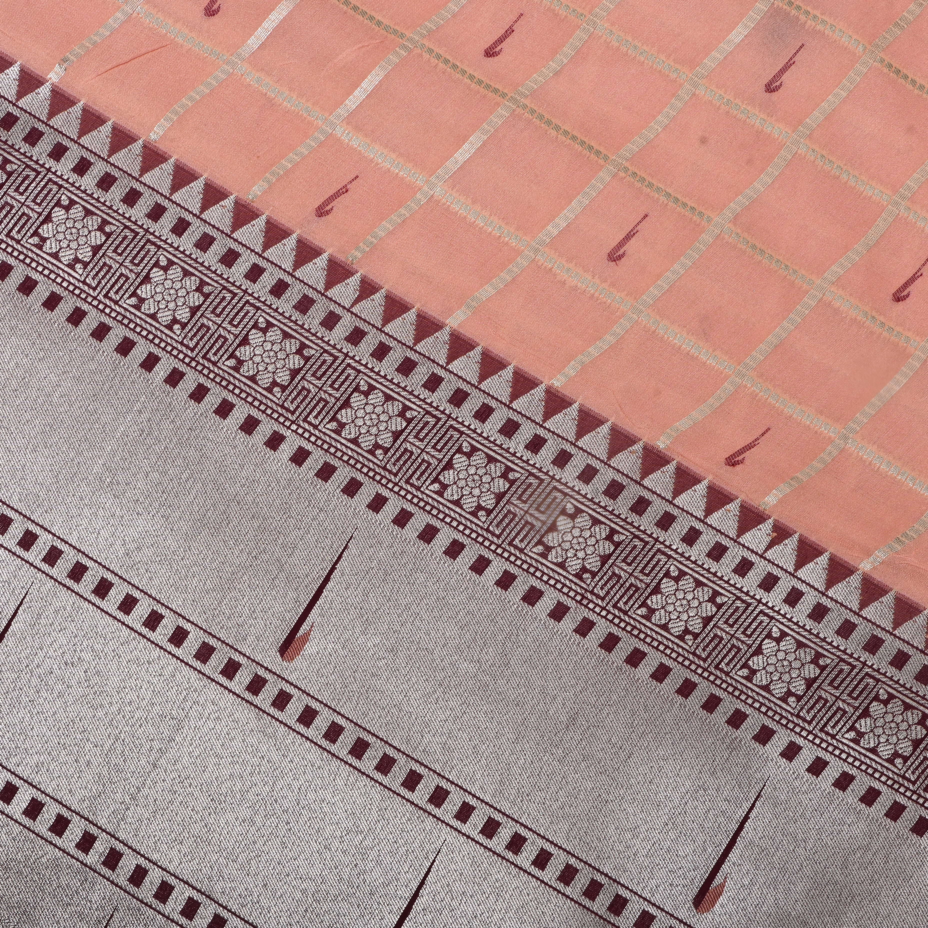 Cream Paithani Weave Silk Fabric