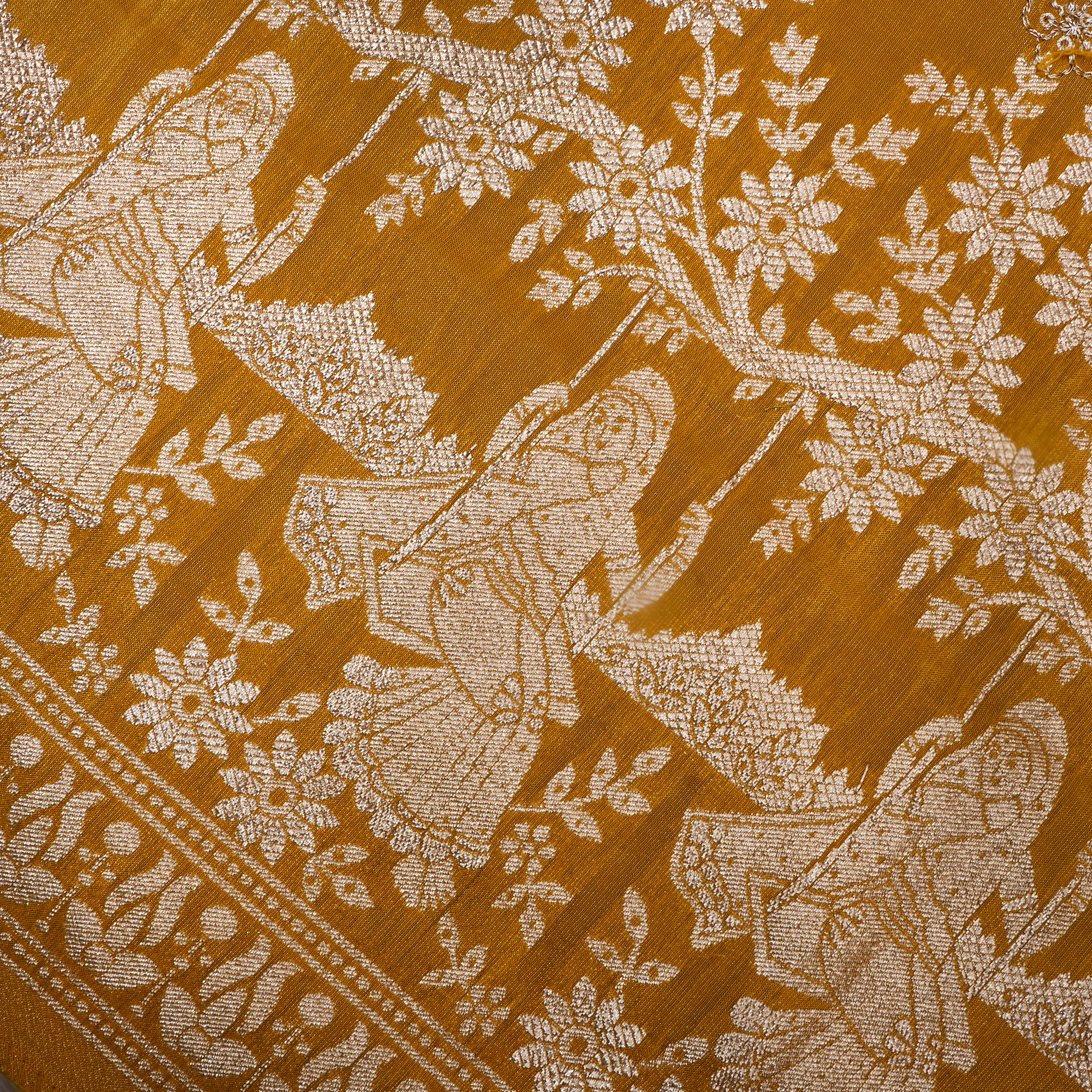 Dusty Yellow Zari Weave Tissue Fabric