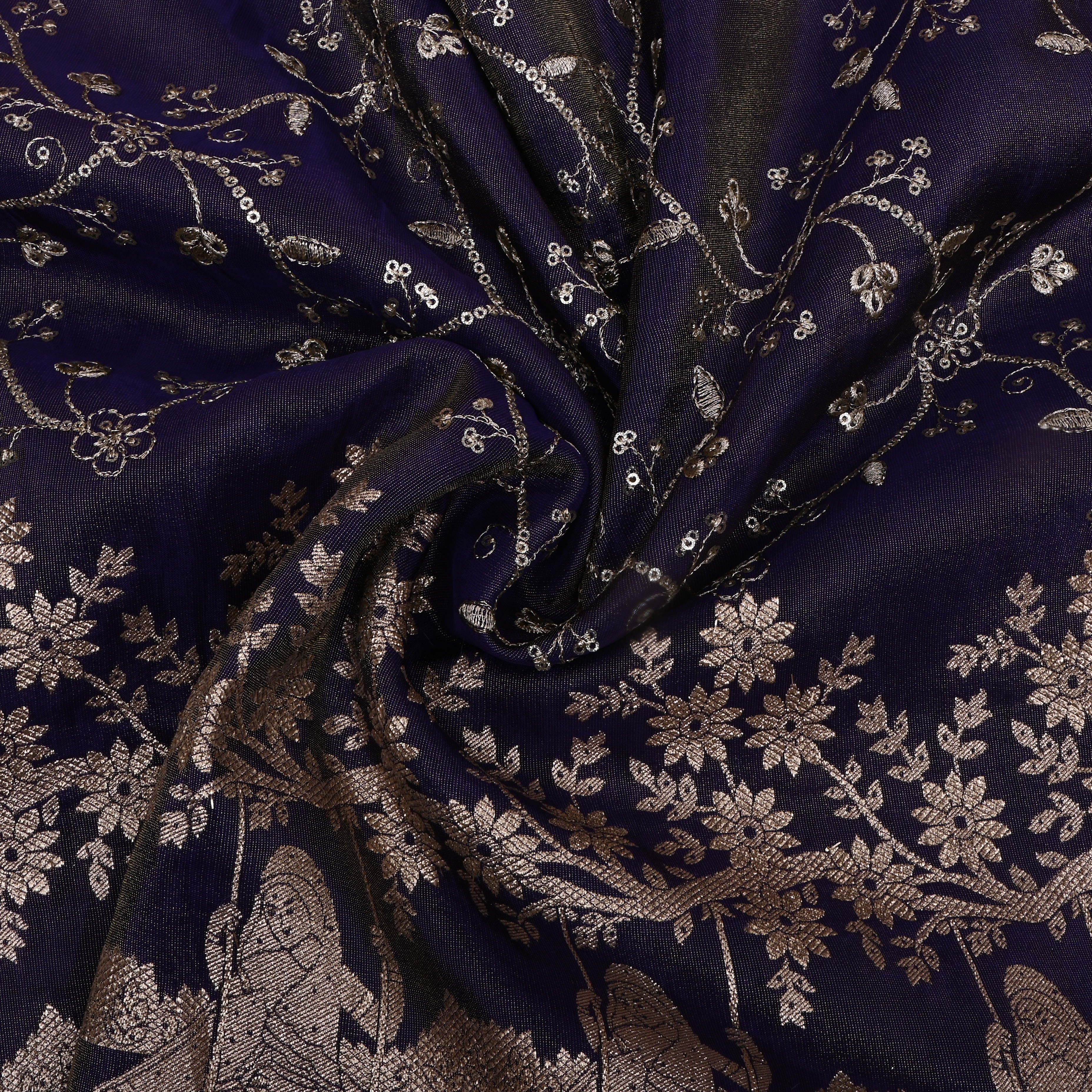 Maximum Purple Zari Weave Tissue Fabric
