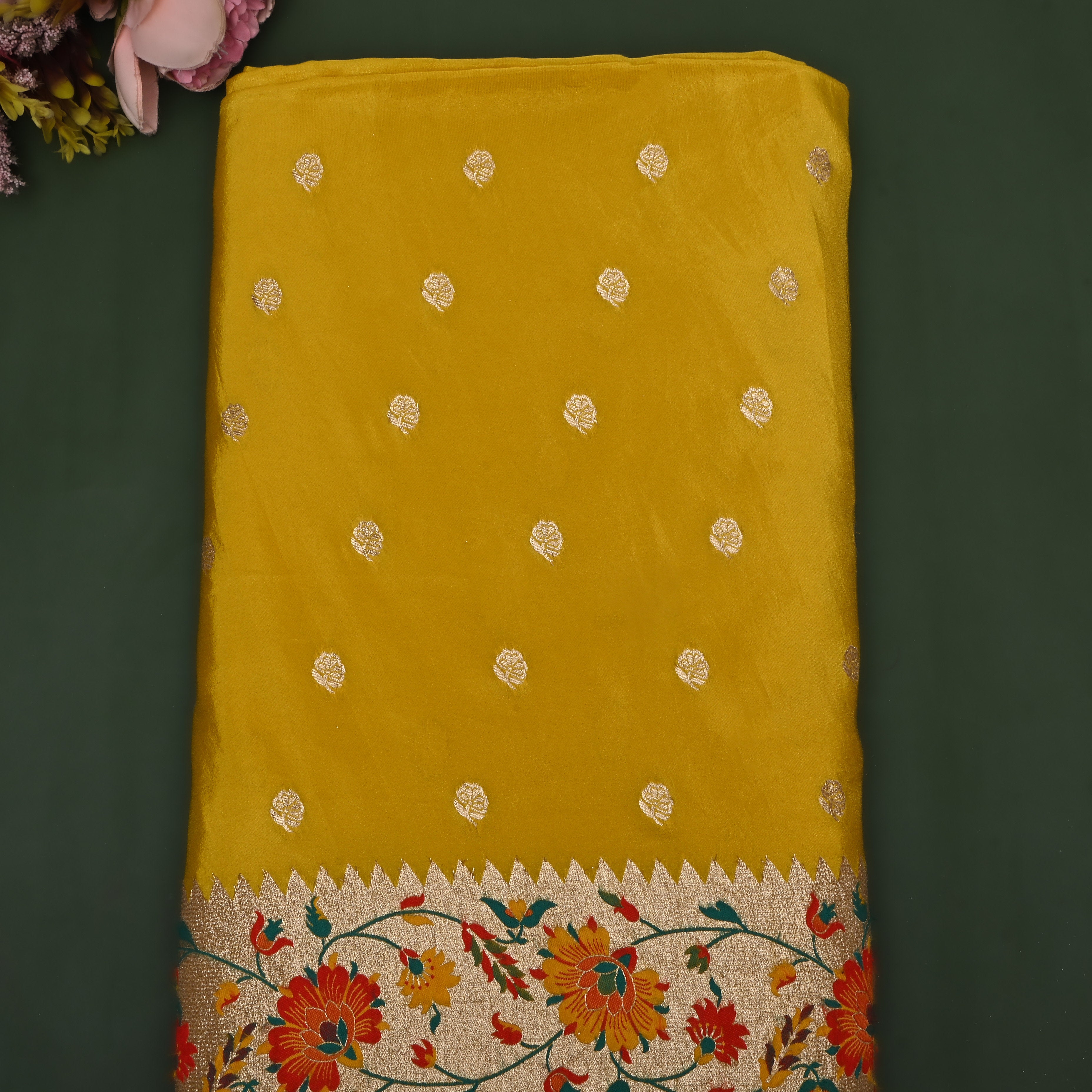 Light Yellow Zari Weave Silk Fabric