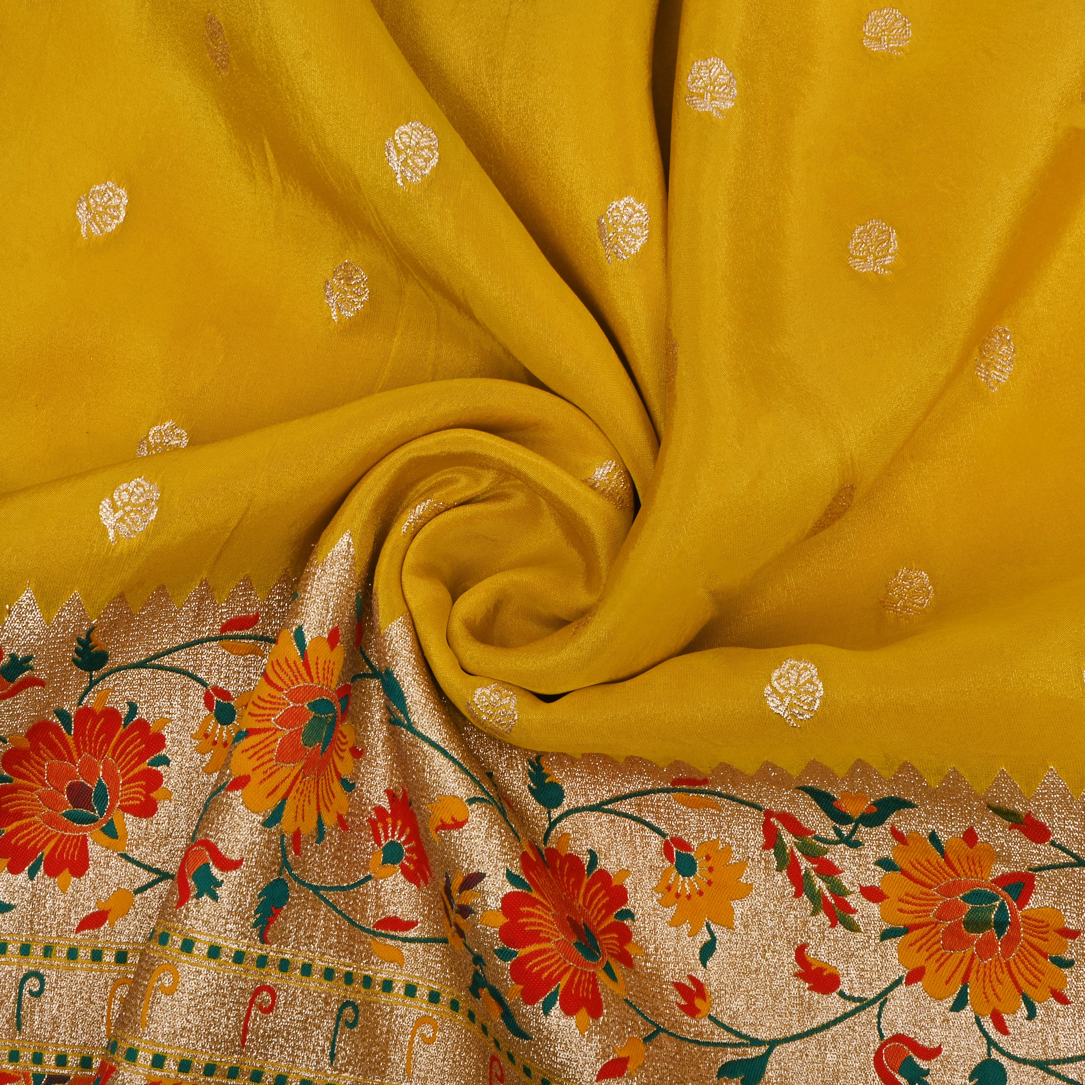Light Yellow Zari Weave Silk Fabric