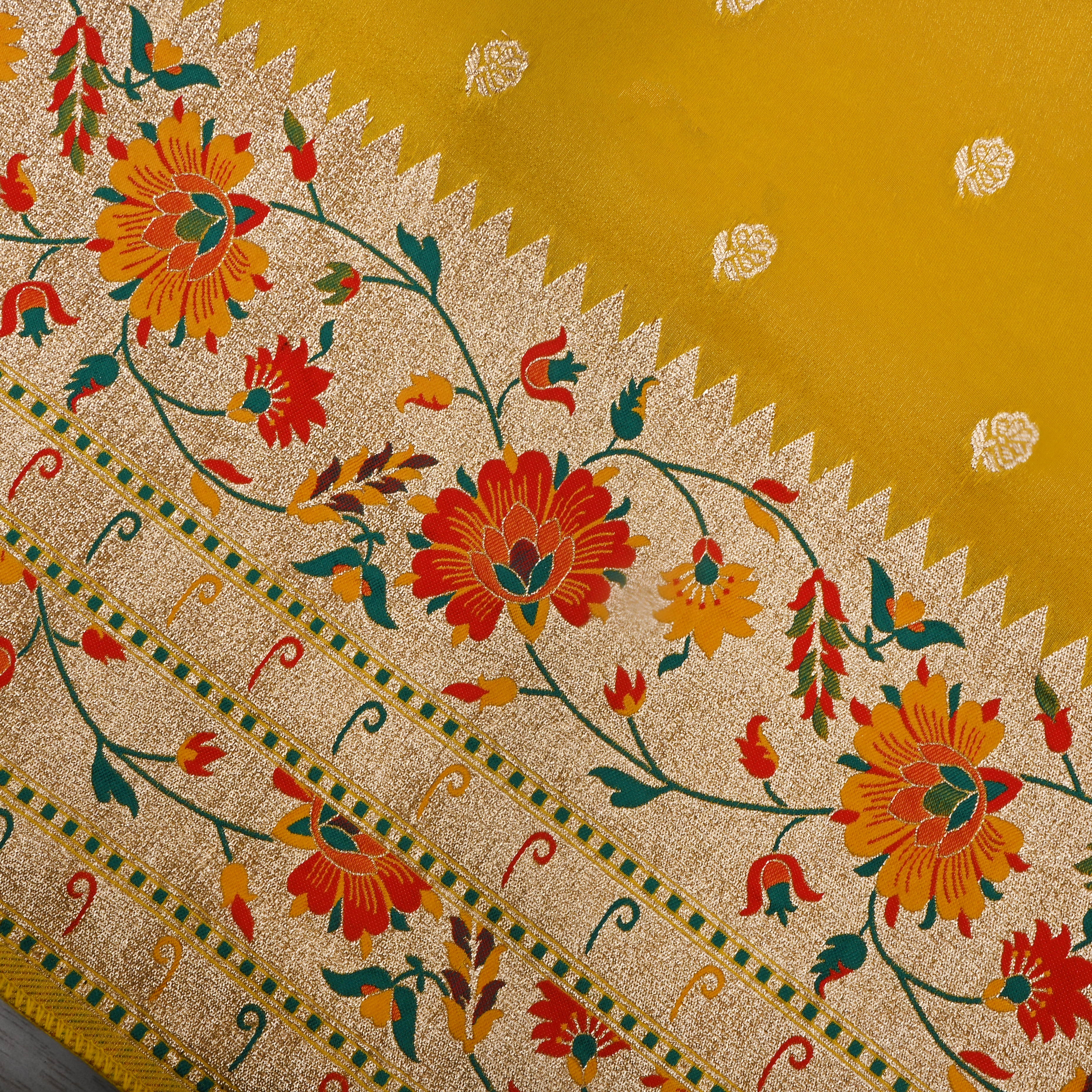 Light Yellow Zari Weave Silk Fabric